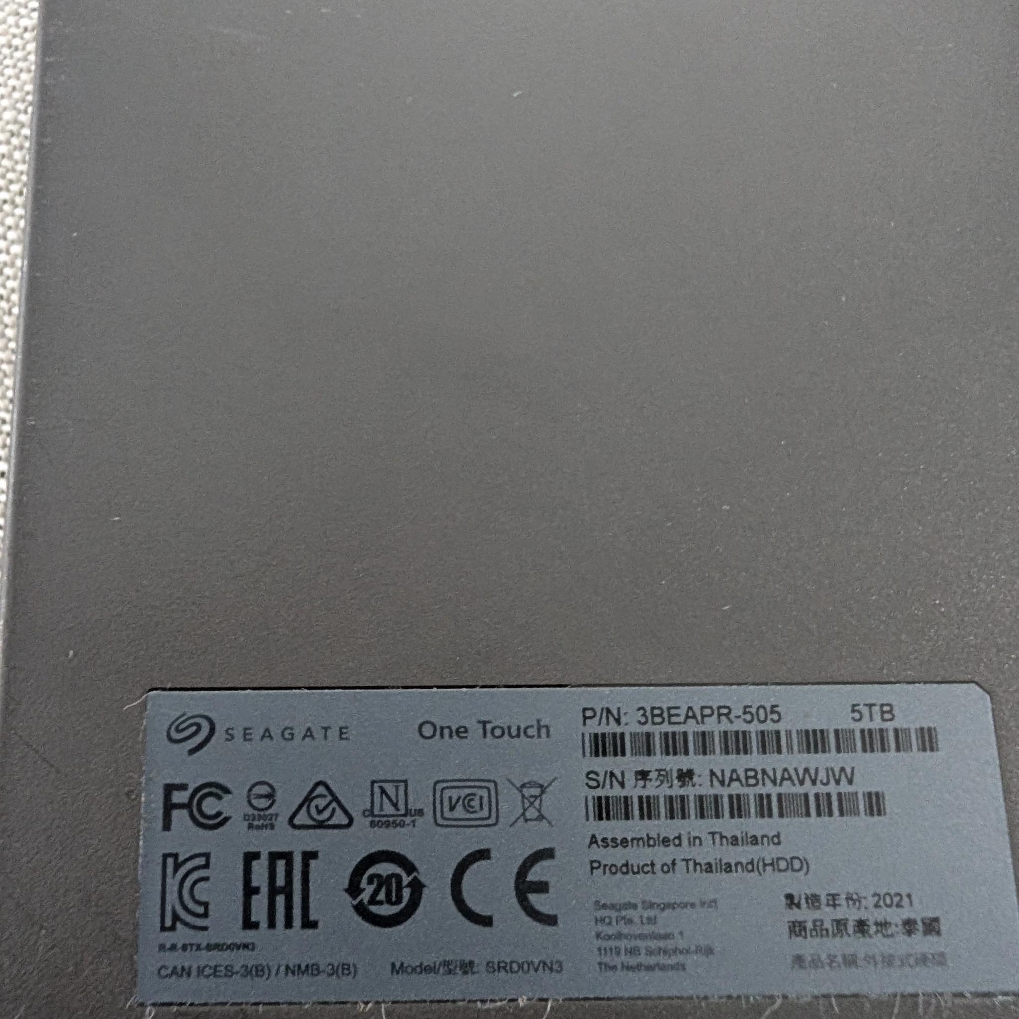 Seagate One Touch, 5TB, Password Activated Hardware encryption, External Hard Drive