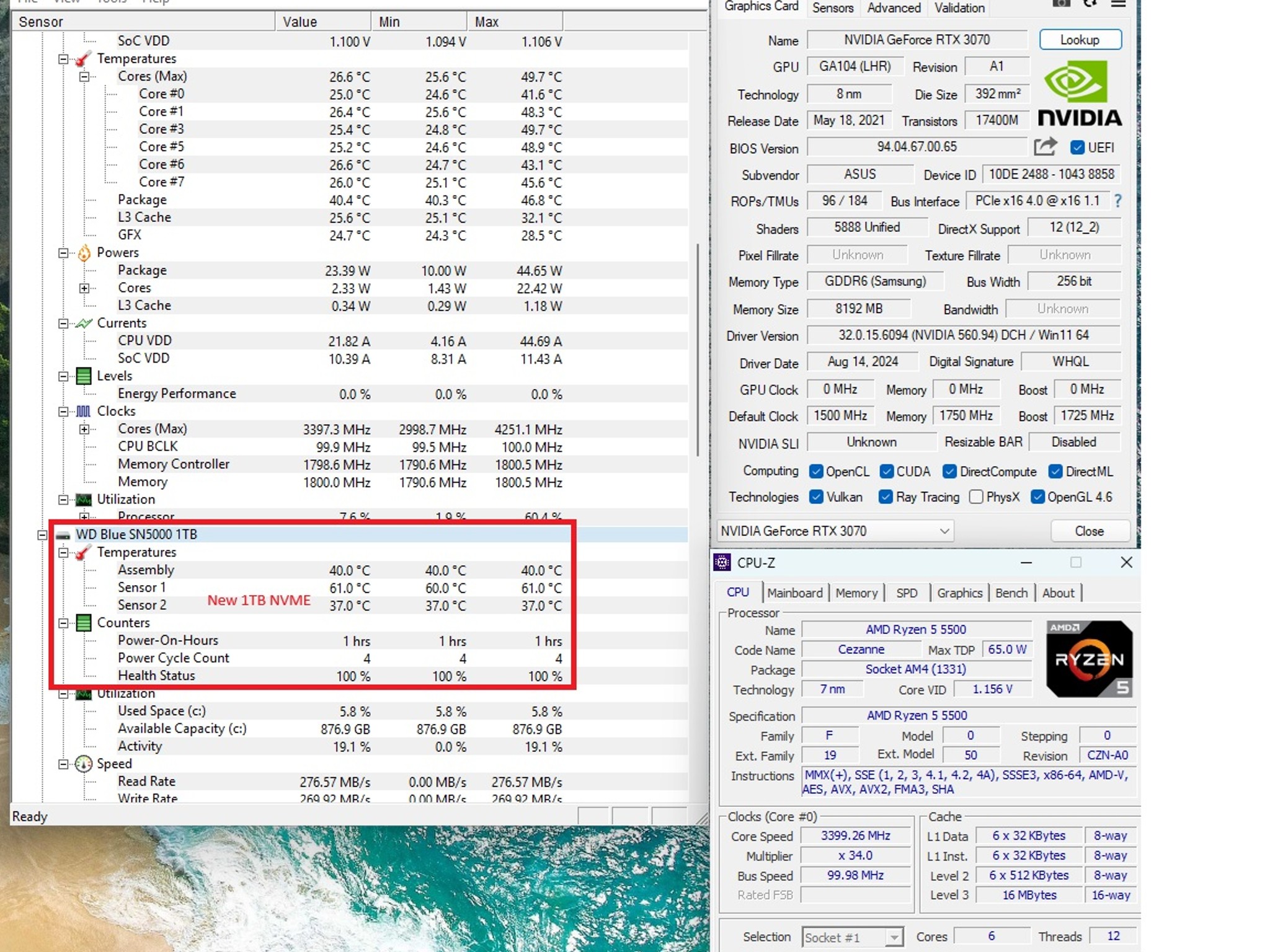 Over $850 in New Parts - 1440p Gaming - Ryzen 5, RTX 3070, 32GB, 1TB NVME