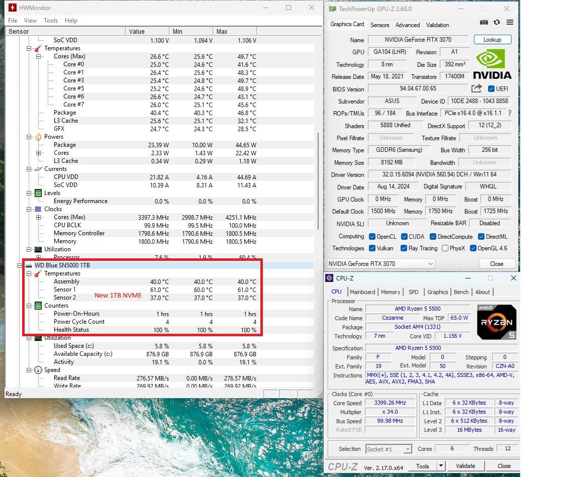 Over $850 in New Parts - 1440p Gaming - Ryzen 5, RTX 3070, 32GB, 1TB NVME