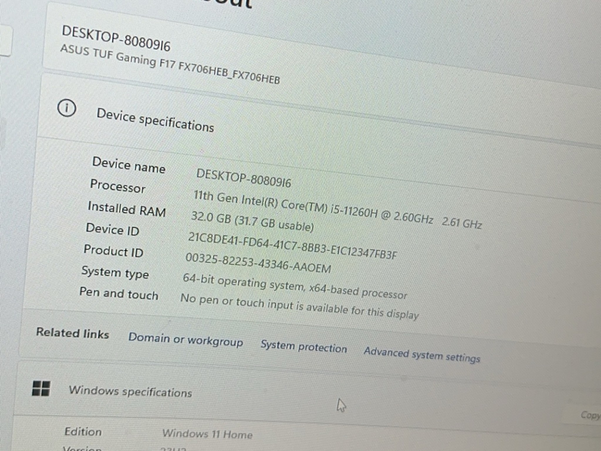 Asus TUF FX706HE-211