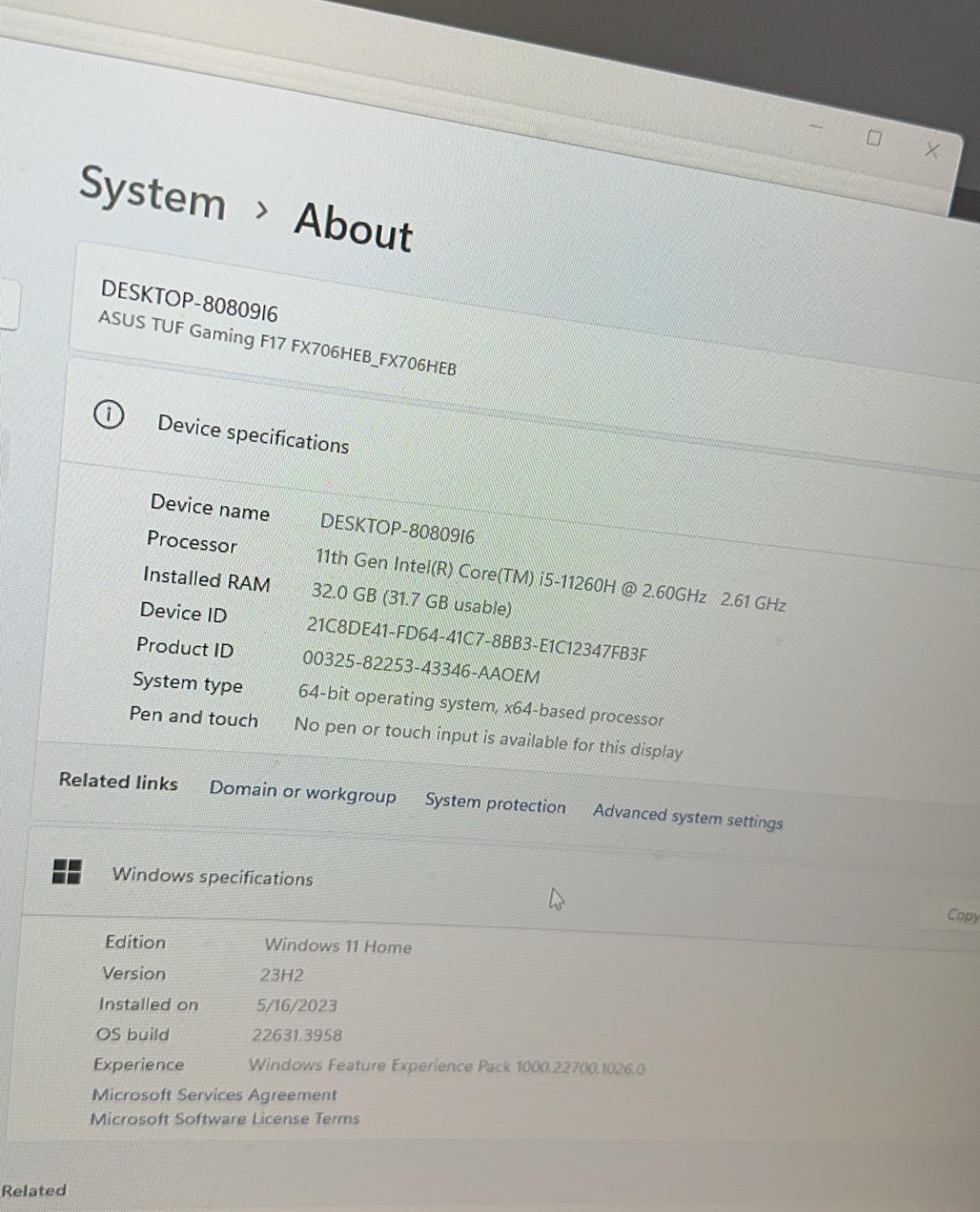 Asus TUF FX706HE-211
