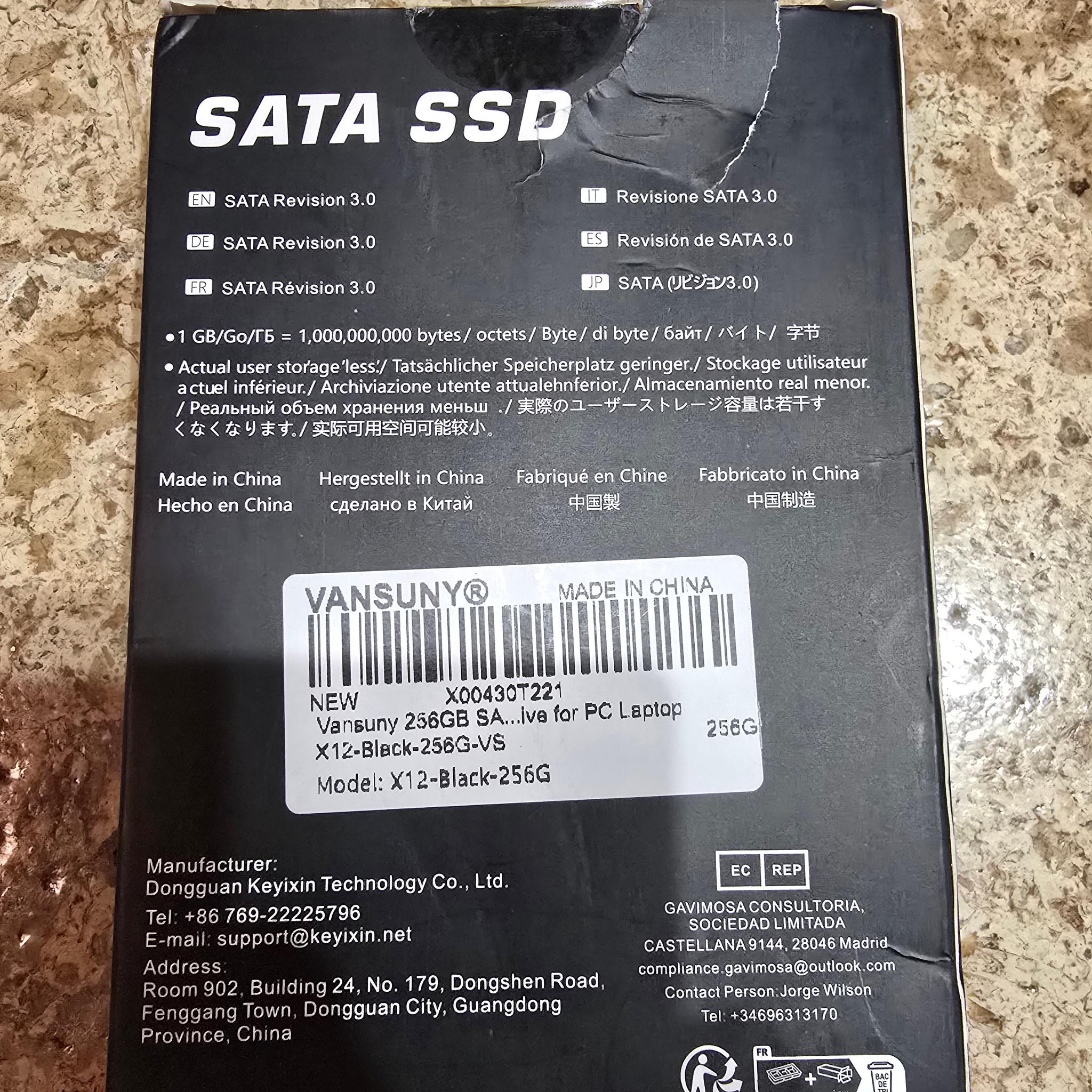 Vansuny 256GB SATA III SSD Internal Solid State Drive 2.5” 3D NAND Flash Up to 500MB/s