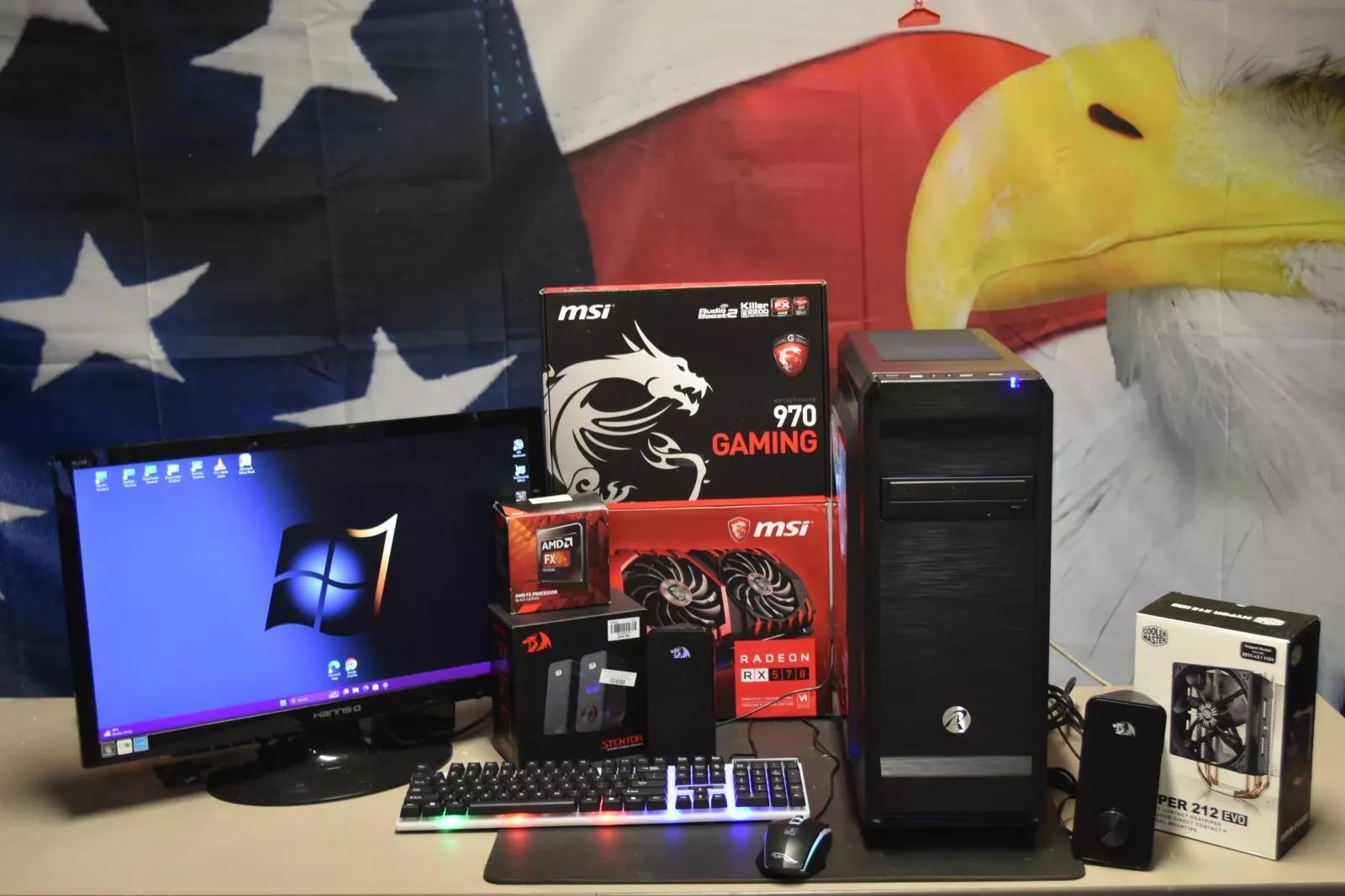 GaminG PC AMD FX 8350 4.0GHZ 8 CORES 16GB RAM 1TR SSD RX 570 GPU X DVD RW+ NEW 20 INCH MONITOR