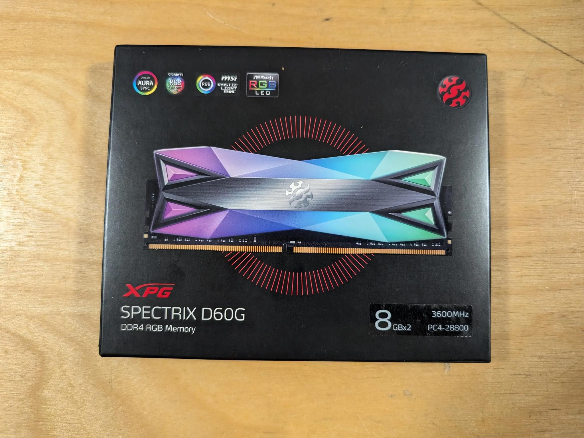 16GB DDR4 3600mhz CL14 RGB XPG Spectrix D60G 1.45v