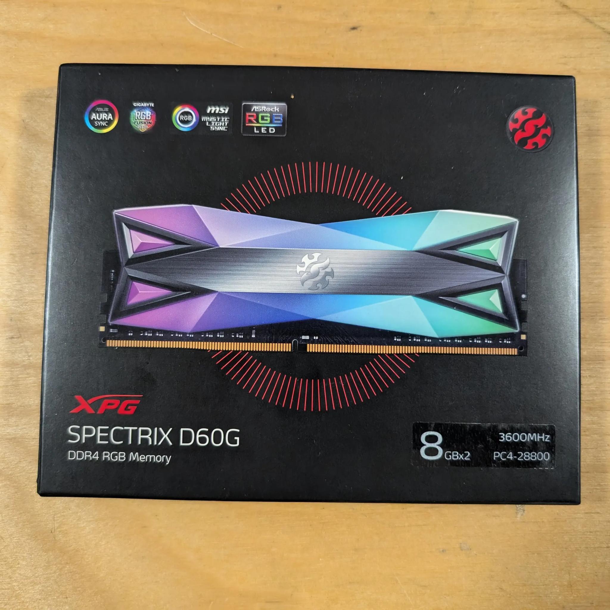 16GB DDR4 3600mhz CL14 RGB XPG Spectrix D60G 1.45v