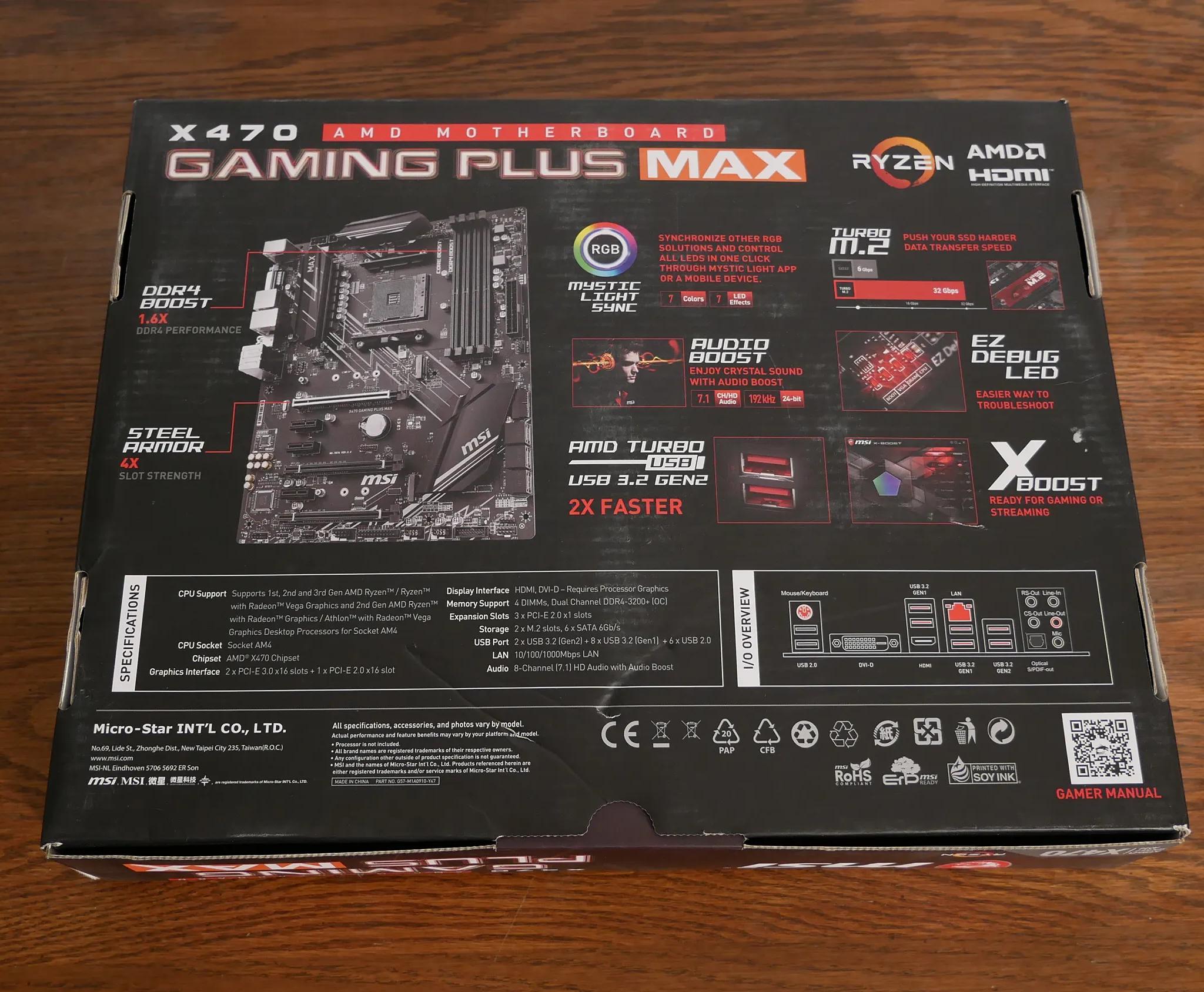 MSI X470 GAMING PLUS MAX AM4 AMD Ryzen 5000 ATX Motherboard *LATEST BIOS* FULL SET!