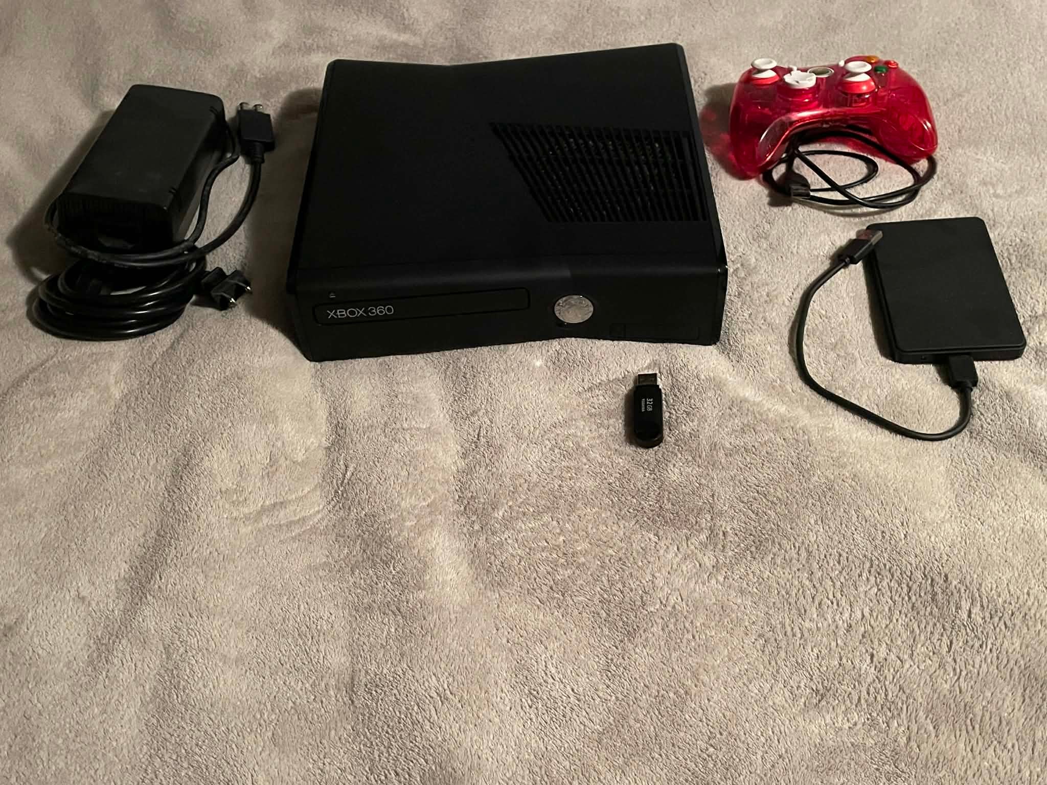 Xbox 360 Slim 500gb Drive + 1tb External Drive With Accessories
