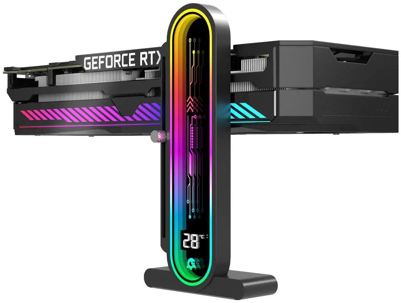 GPU Support Bracket with Temperature Display 5V 3pin Universal Height Adjustable ARGB anti sag HD