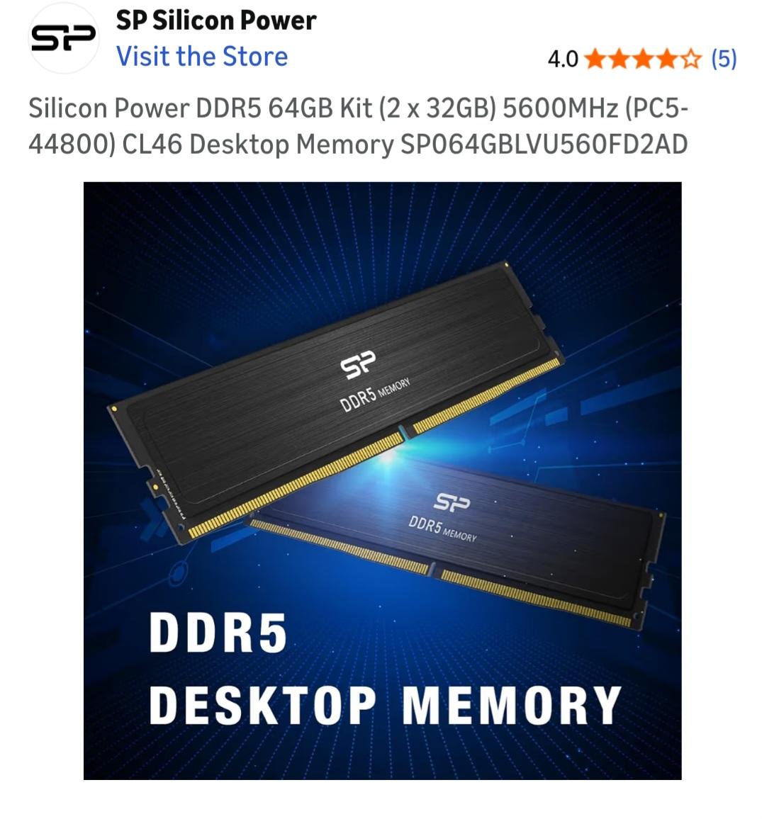 64gb (2x32gb) 5600MHz DDR5 RAM