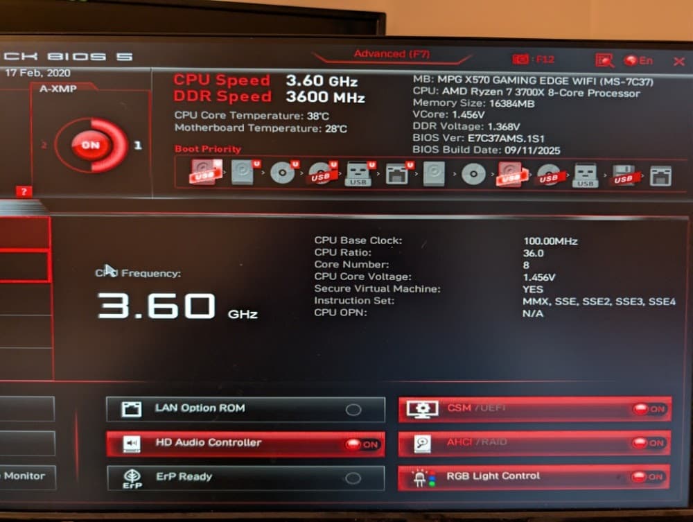 [RGB COMBO] MSI MPG X570 Gaming Edge WIFI + Ryzen 3700X + 16GB Trident Z Neo + BONUS USB-C Card