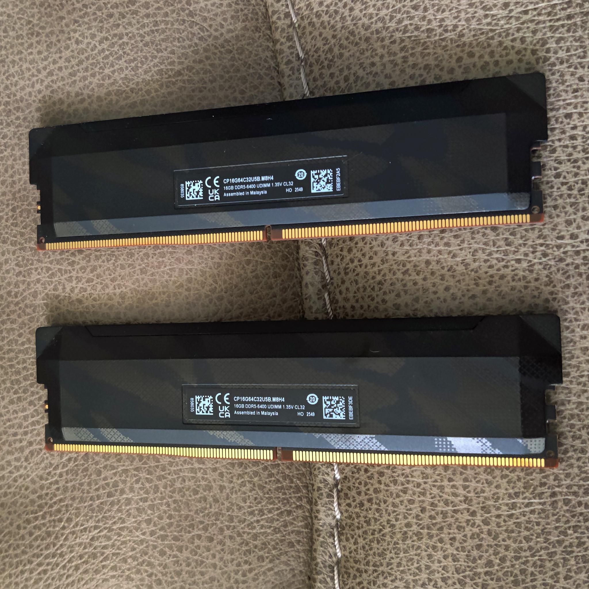 Crucial Pro DDR5-6400 CL38 32GB Kit (16GBx2) UDIMM: OC Gaming Memory Black
