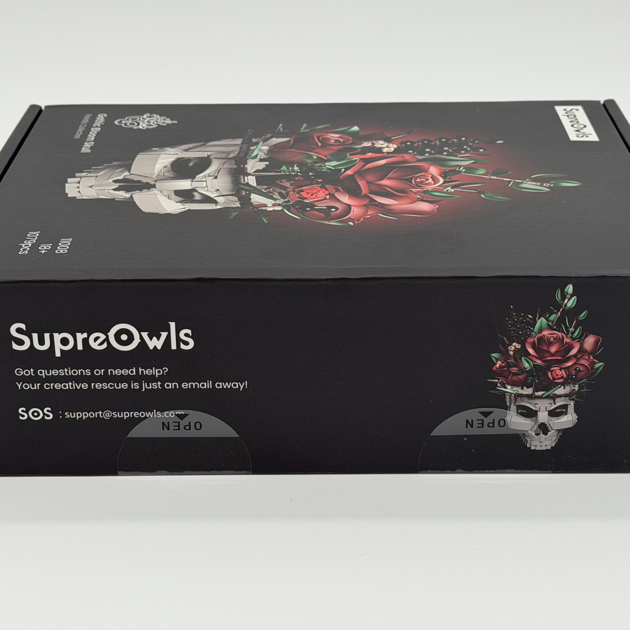 SupreOwls Gothic Skull Red Rose Bouquet Building Block Set – Sealed Retail Box
