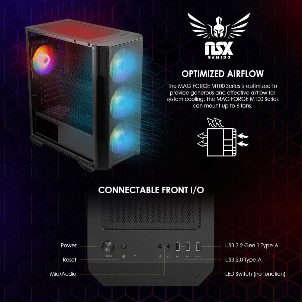 NSX Desktop Gaming | AMD Ryzen 7 5700G 4.6GHz | NVIDIA 16GB 2*8 GB DDR4 3600 | Windows 11 Home