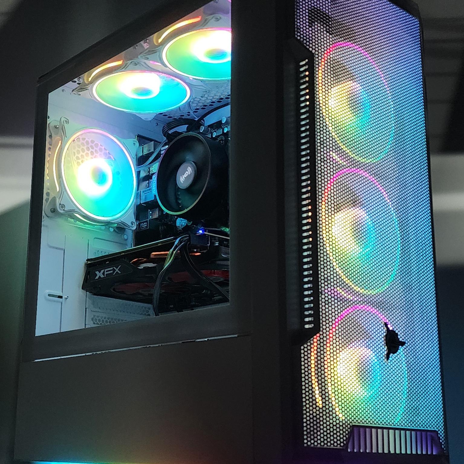 Gaming PC Ryzen 5 2600 16GB RAM 256GB SSD+1TB HDD RX 570 8GB Win11 Computer