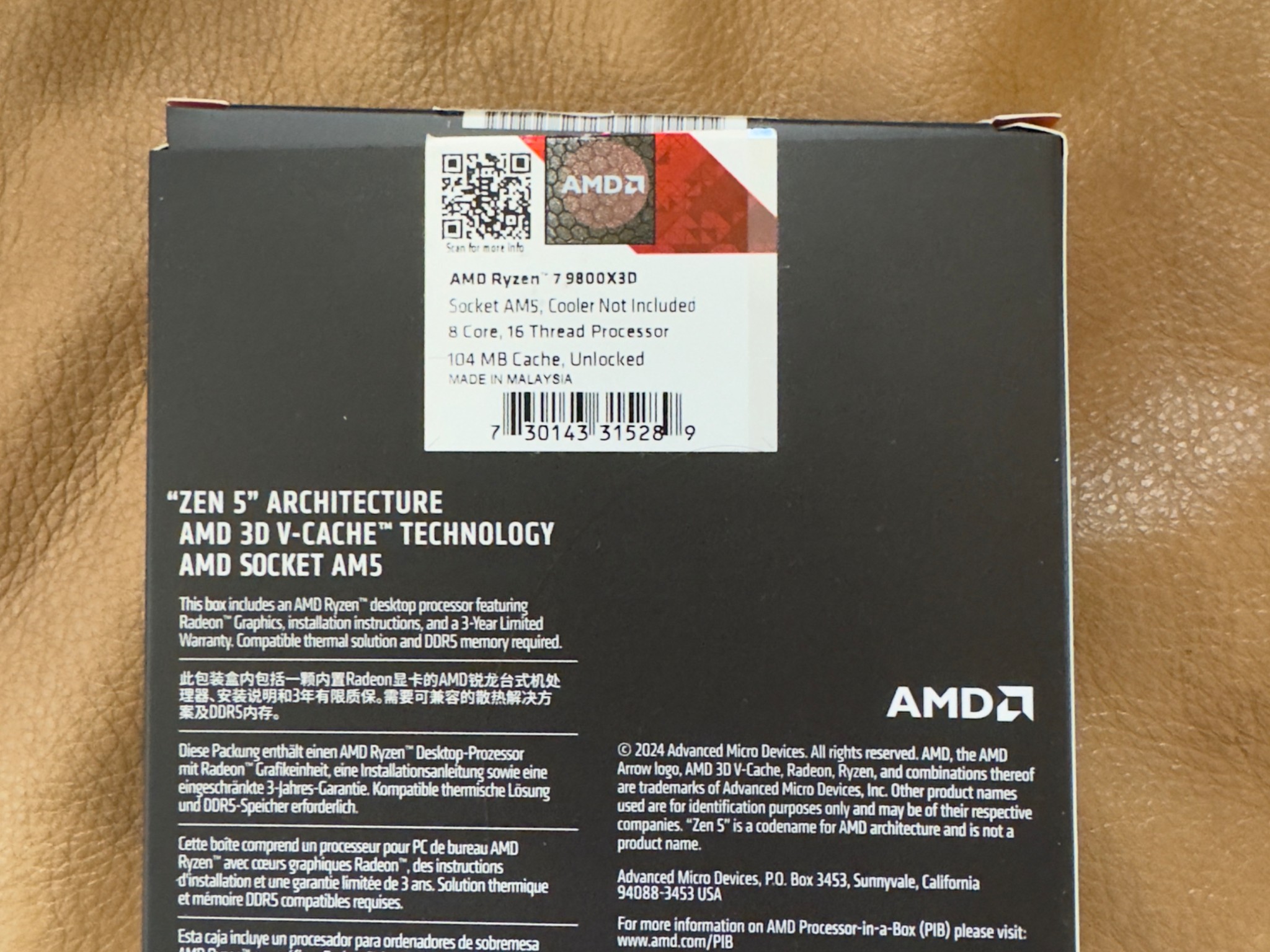 AMD Ryzen 7 9800X3D - Ryzen 7 9000 Series Zen 5 8-Core 5.2 GHz