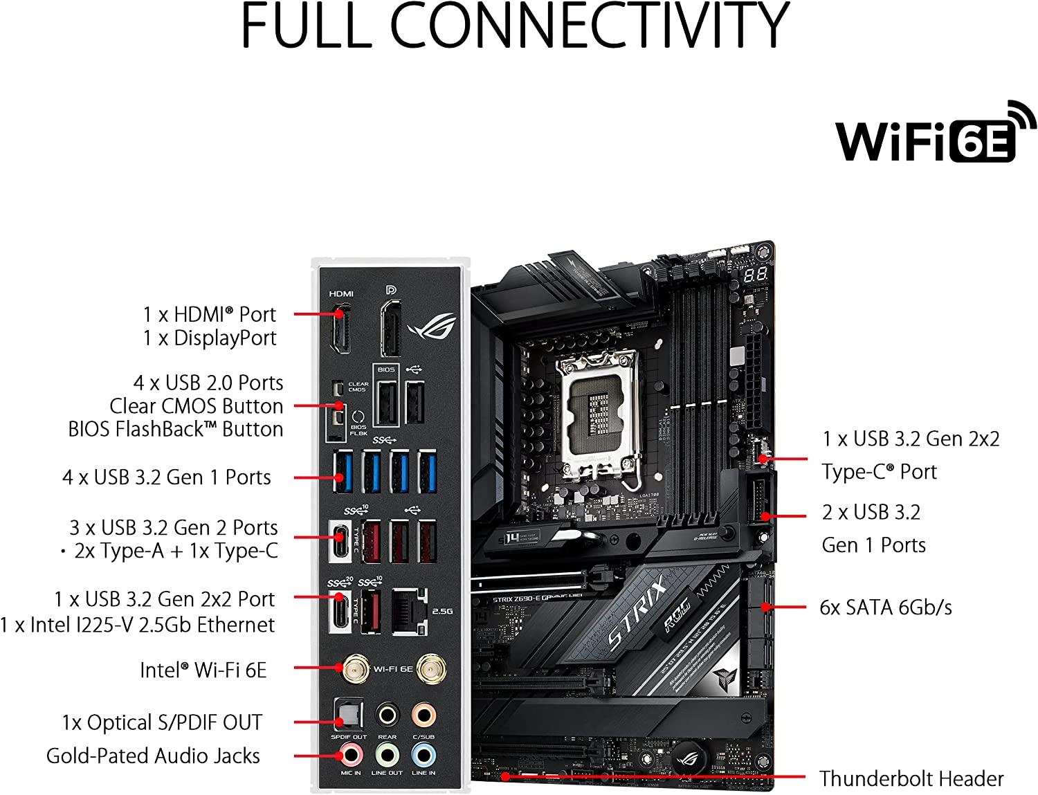 ASUS ROG STRIX Z690-E GAMING WIFI Intel Z690 LGA 1700 ATX DDR5 Gaming Motherboard
