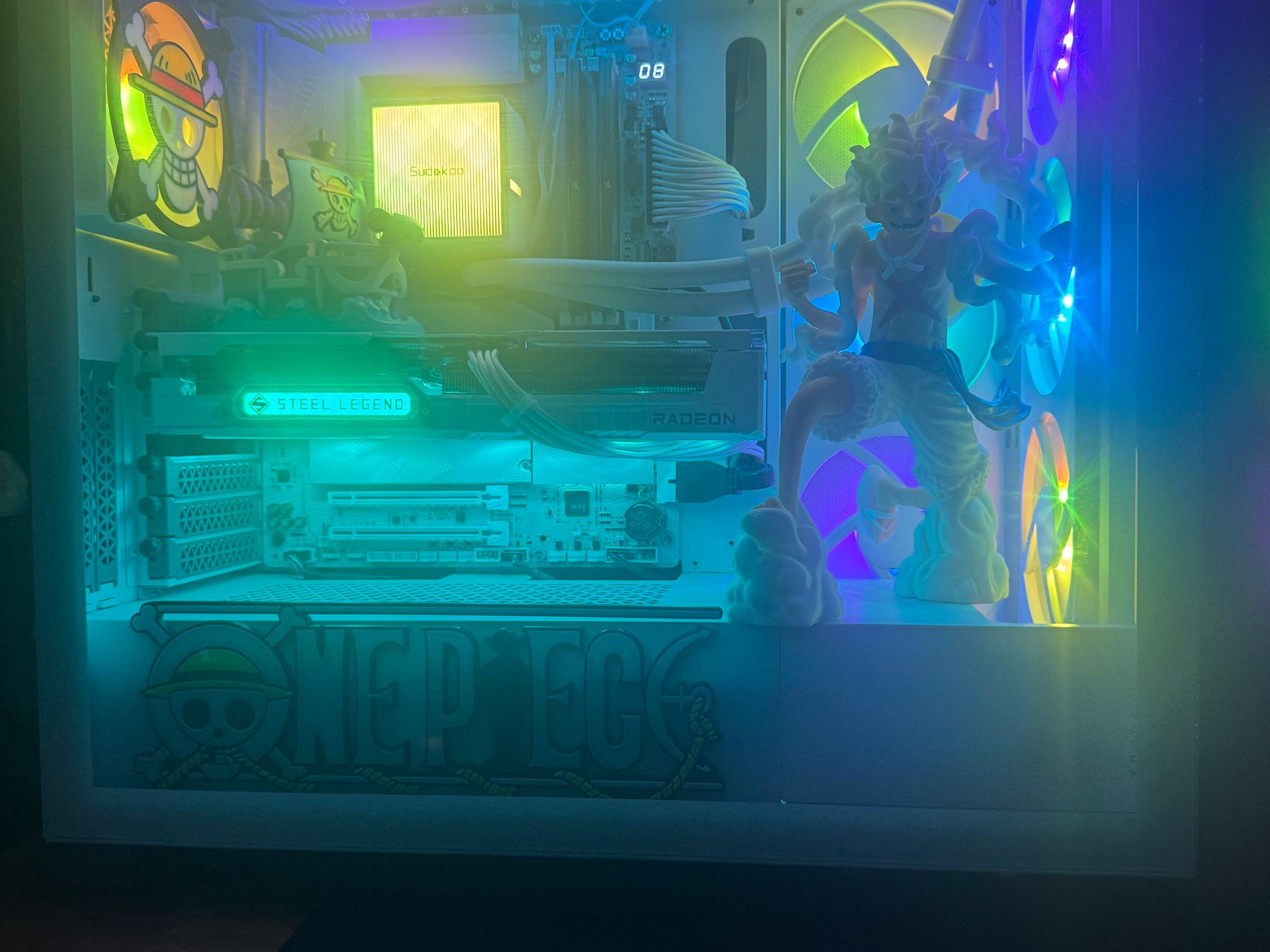 One Piece Inspired White Gaming PC | Gear 5 Theme | Ryzen 5 9600X | RX 9060 XT 16GB | 32GB DDR5 2TB