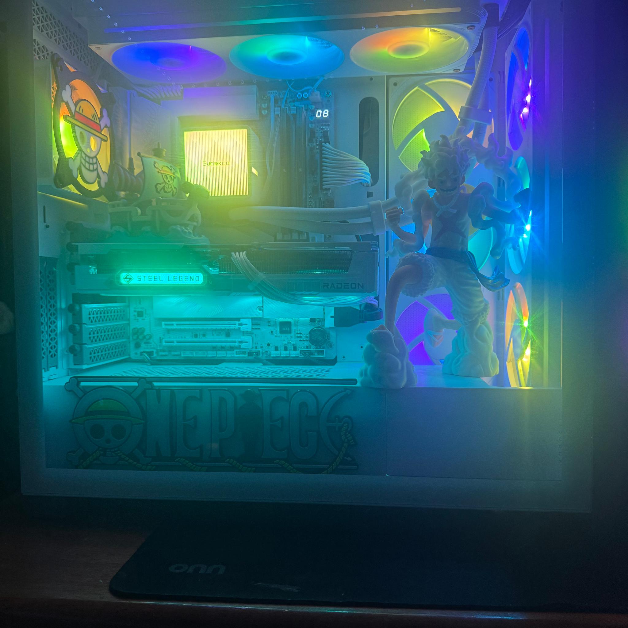 One Piece Inspired White Gaming PC | Gear 5 Theme | Ryzen 5 9600X | RX 9060 XT 16GB | 32GB DDR5 2TB