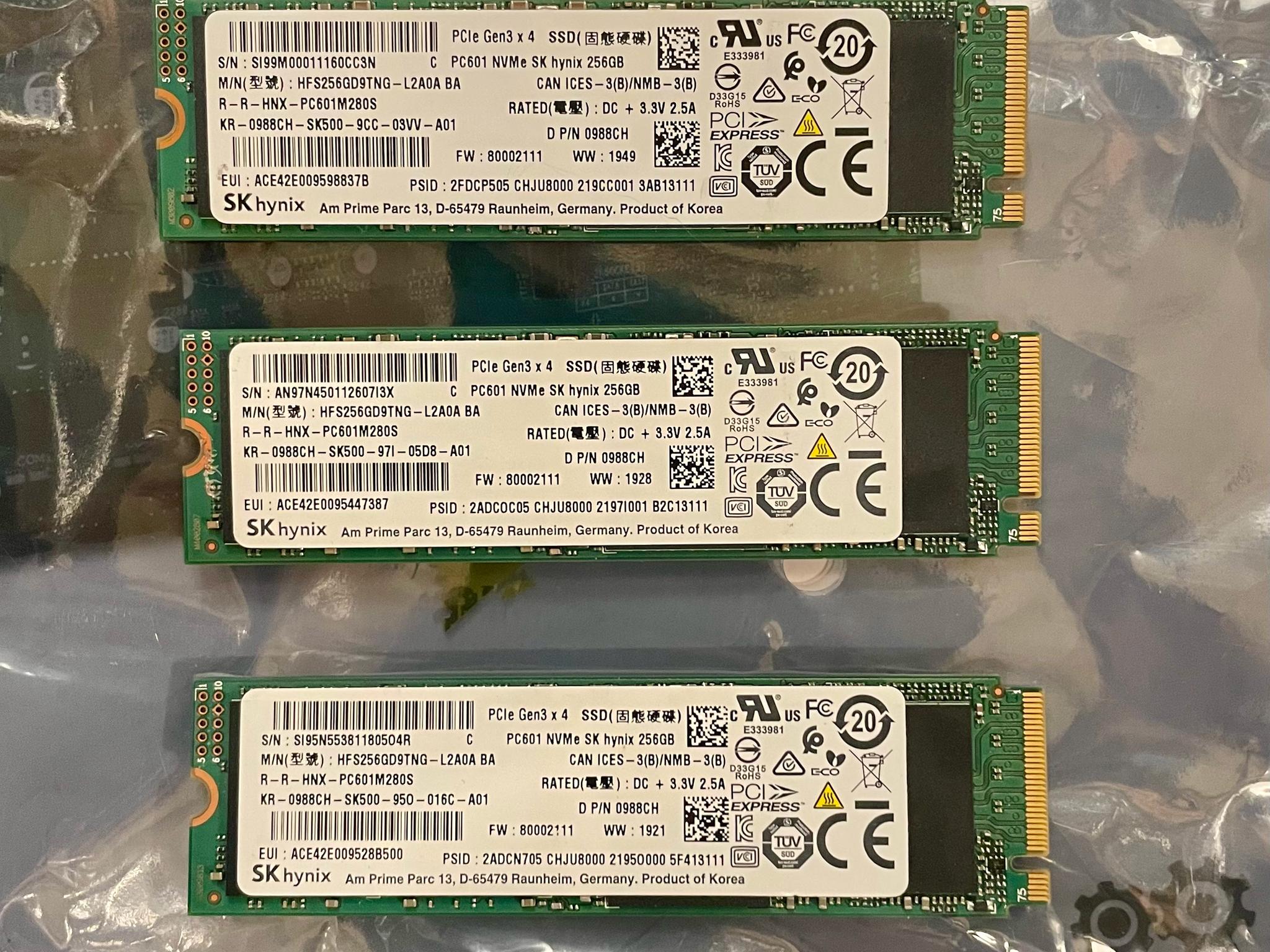 3 Pack of SK Hynix 256GB m.2 2280 NVMe Gen3 x 4