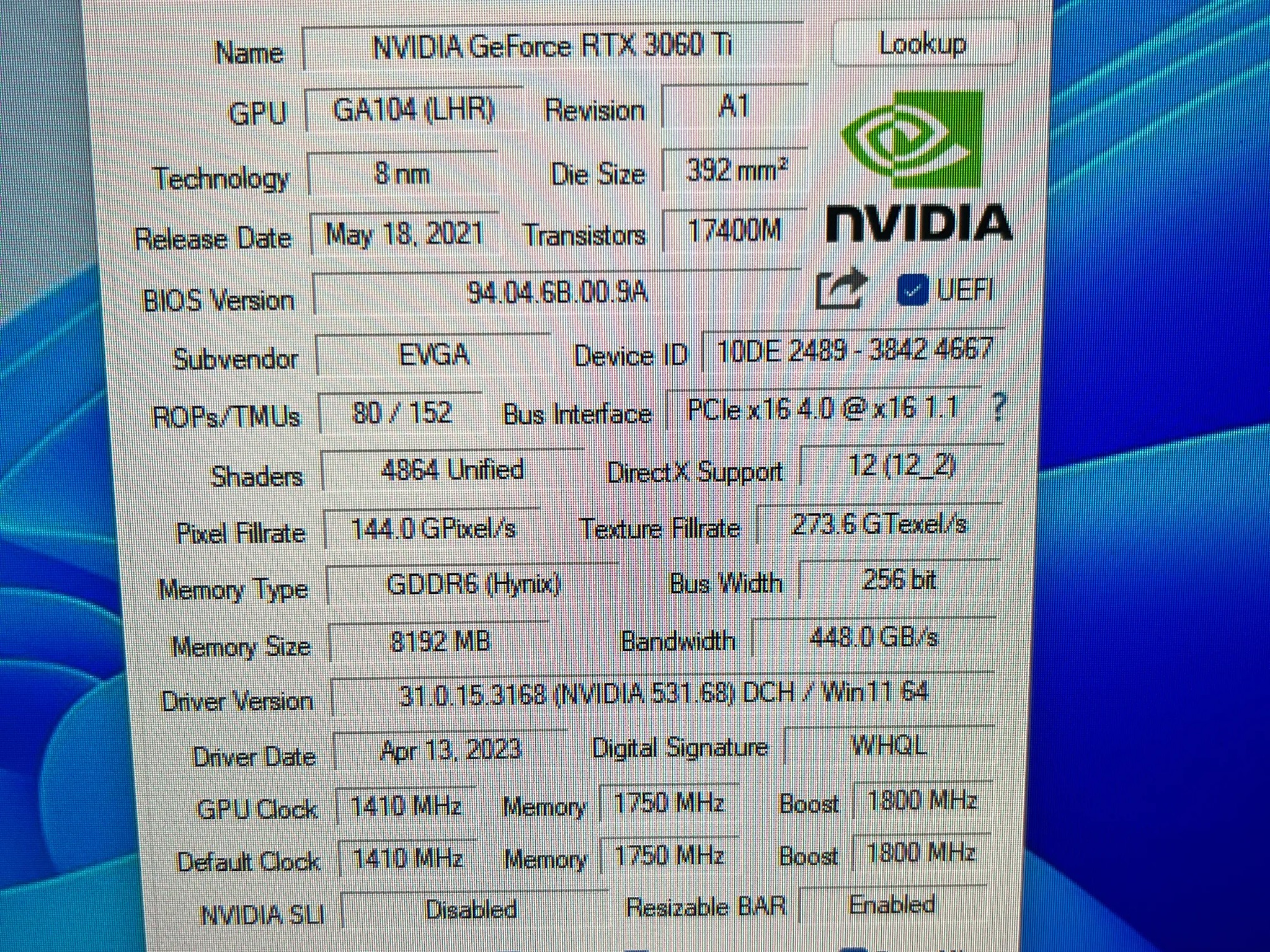 EVGA Nvidia RTX 3060 Ti FTW3 (With Active Warranty)