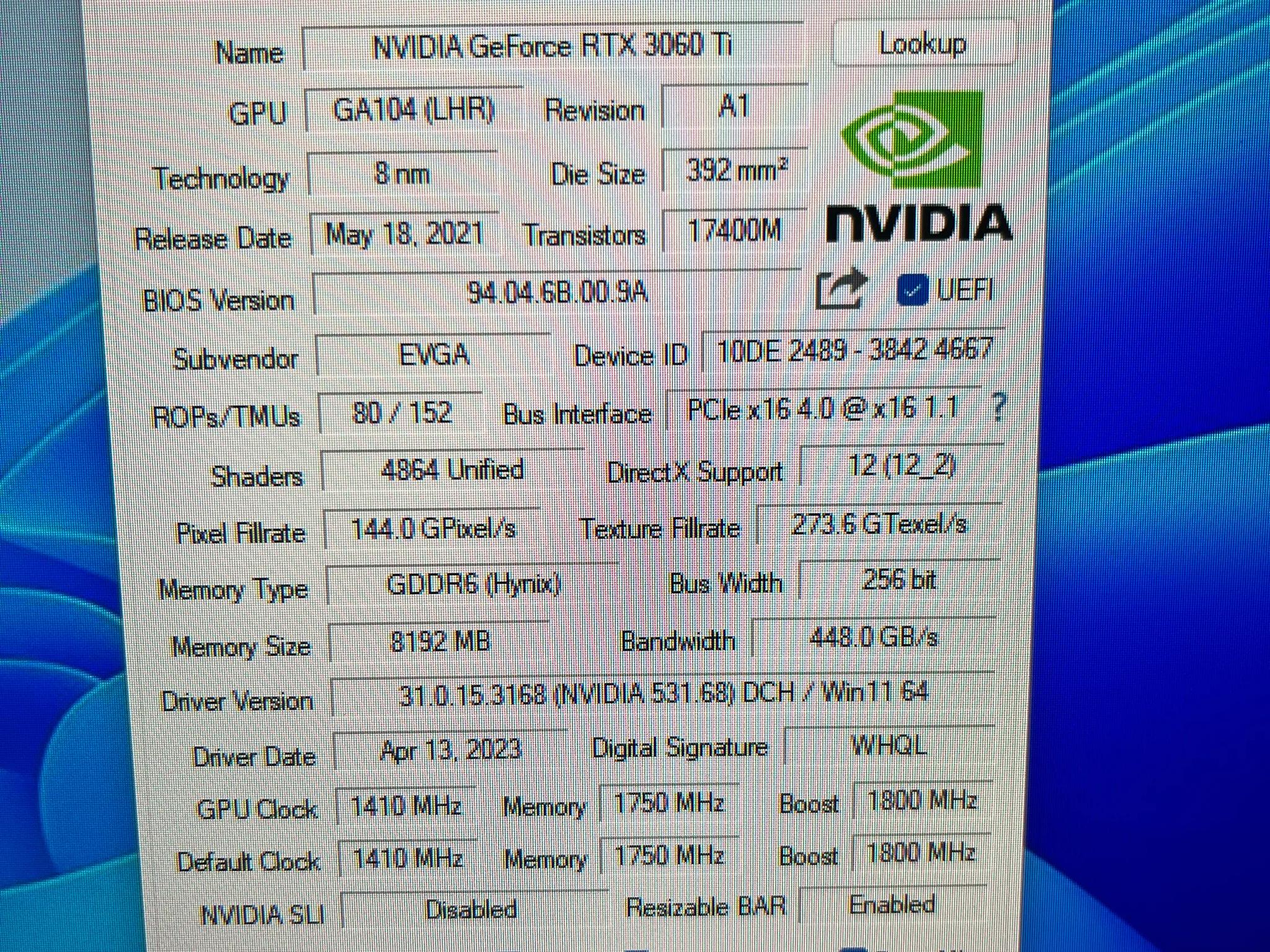 EVGA Nvidia RTX 3060 Ti FTW3 (With Active Warranty)