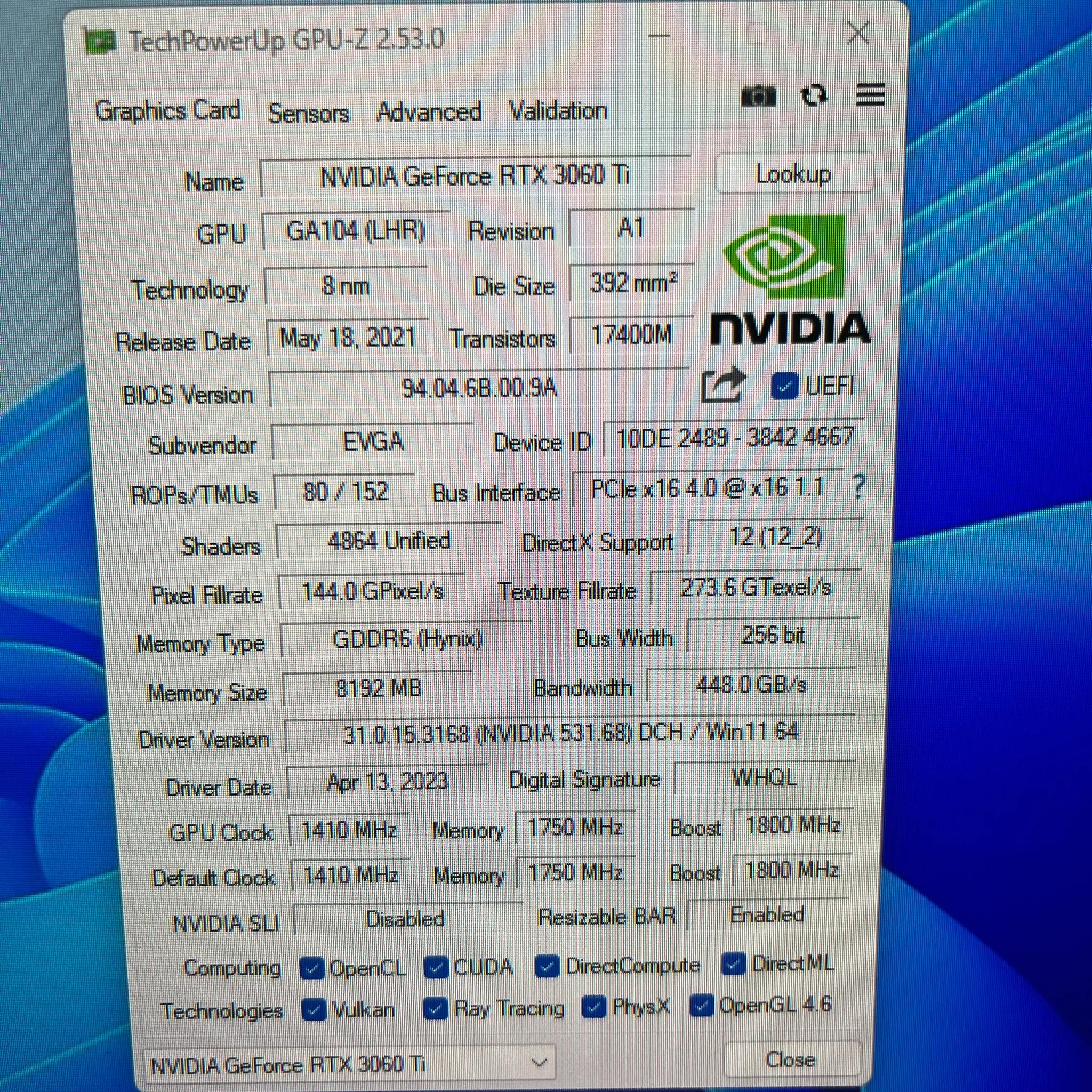 EVGA Nvidia RTX 3060 Ti FTW3 (With Active Warranty)