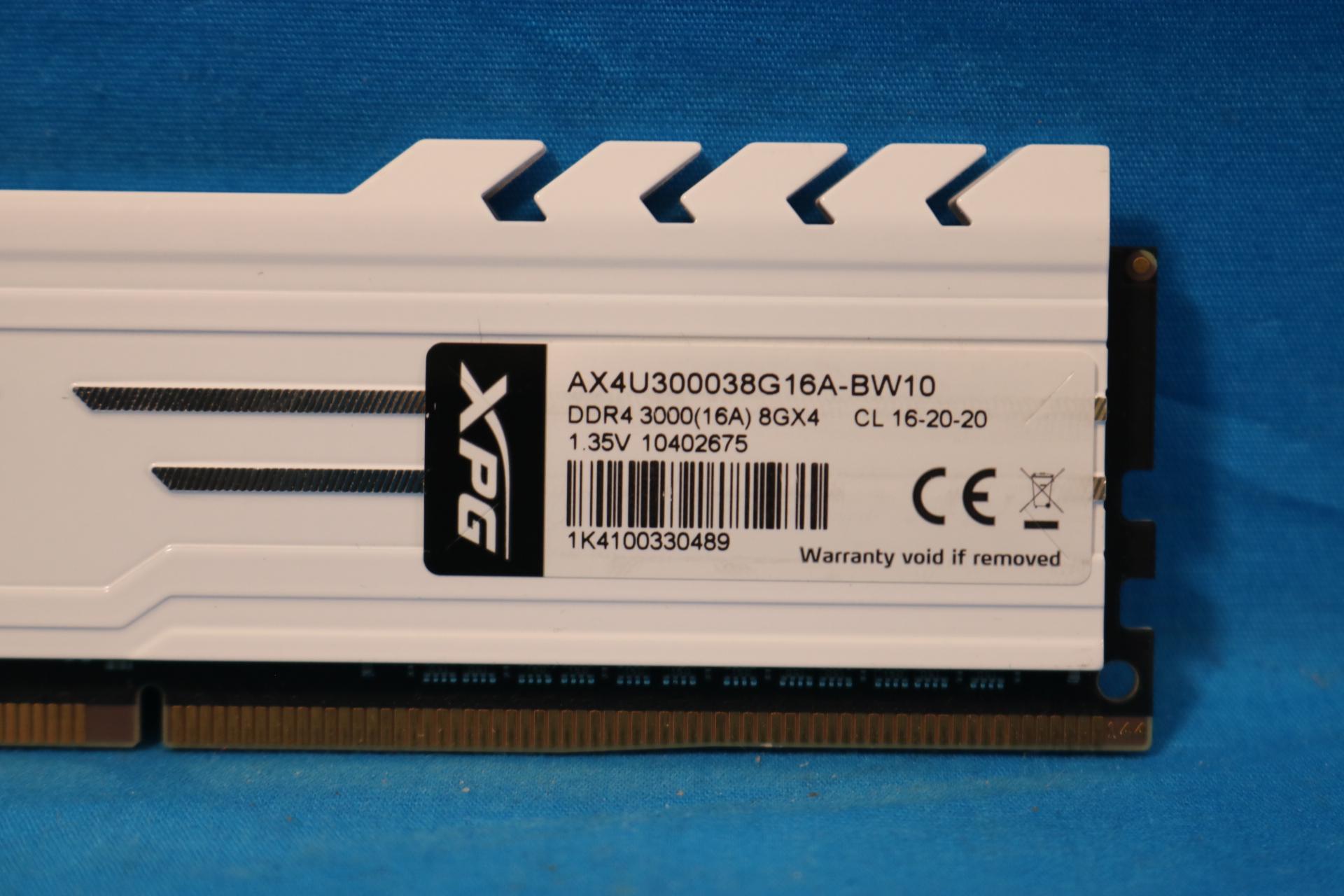 ADATA XPG Gammix D10 16GB (2x8GB) DDR4 3000MHz CL16 1.35V Desktop RAM AX4U300038G16A-BW10