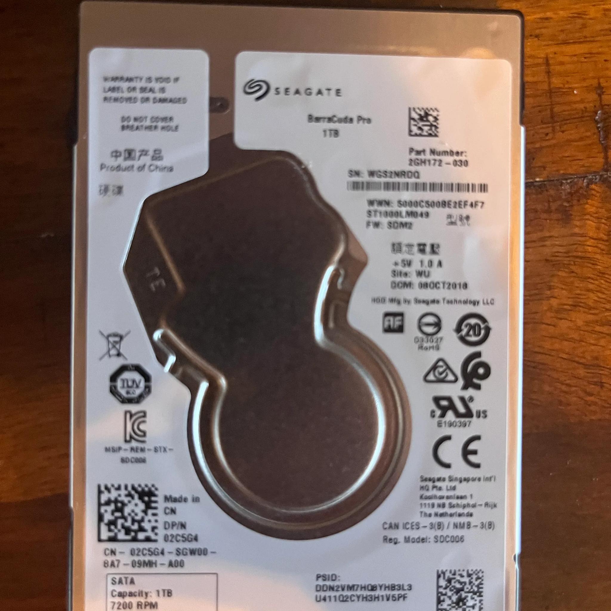 Seagate Barracuda PRO 1TB 7200 RPM HDD (Taken out of old laptop)