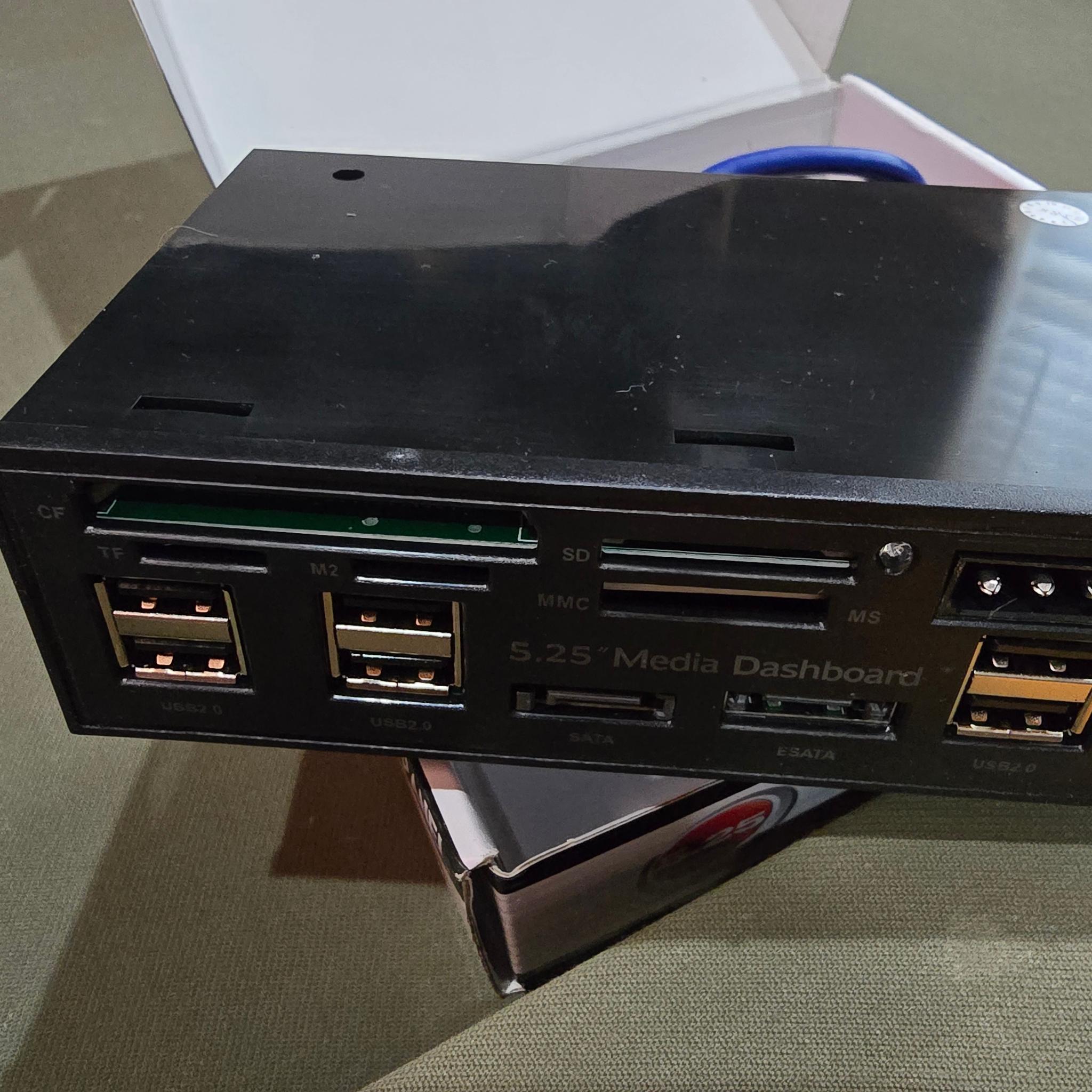 5.25inch Media Dashboard Multi Function USB 3.0 Hub TF M2 SD MS Card Reader Desktop Front I/O