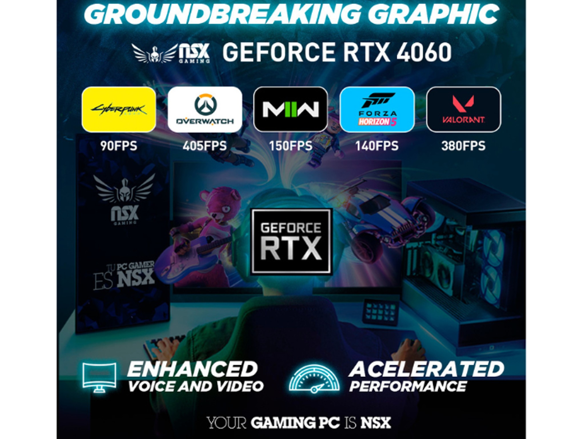 NSX Gaming Ryzen 5 5600X, RTX 4060, 1TB Gen4 SSD, 16GB RAM DDR4