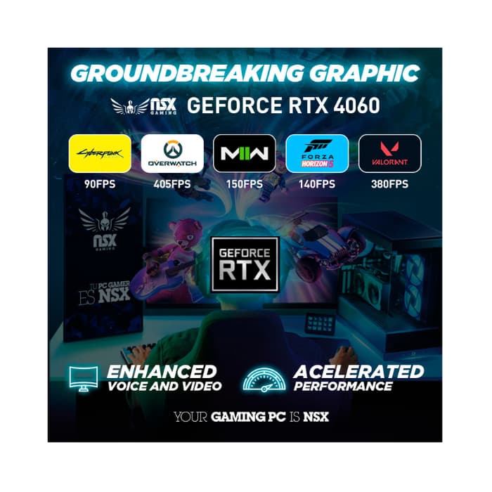 NSX Gaming Ryzen 5 5600X, RTX 4060, 1TB Gen4 SSD, 16GB RAM DDR4