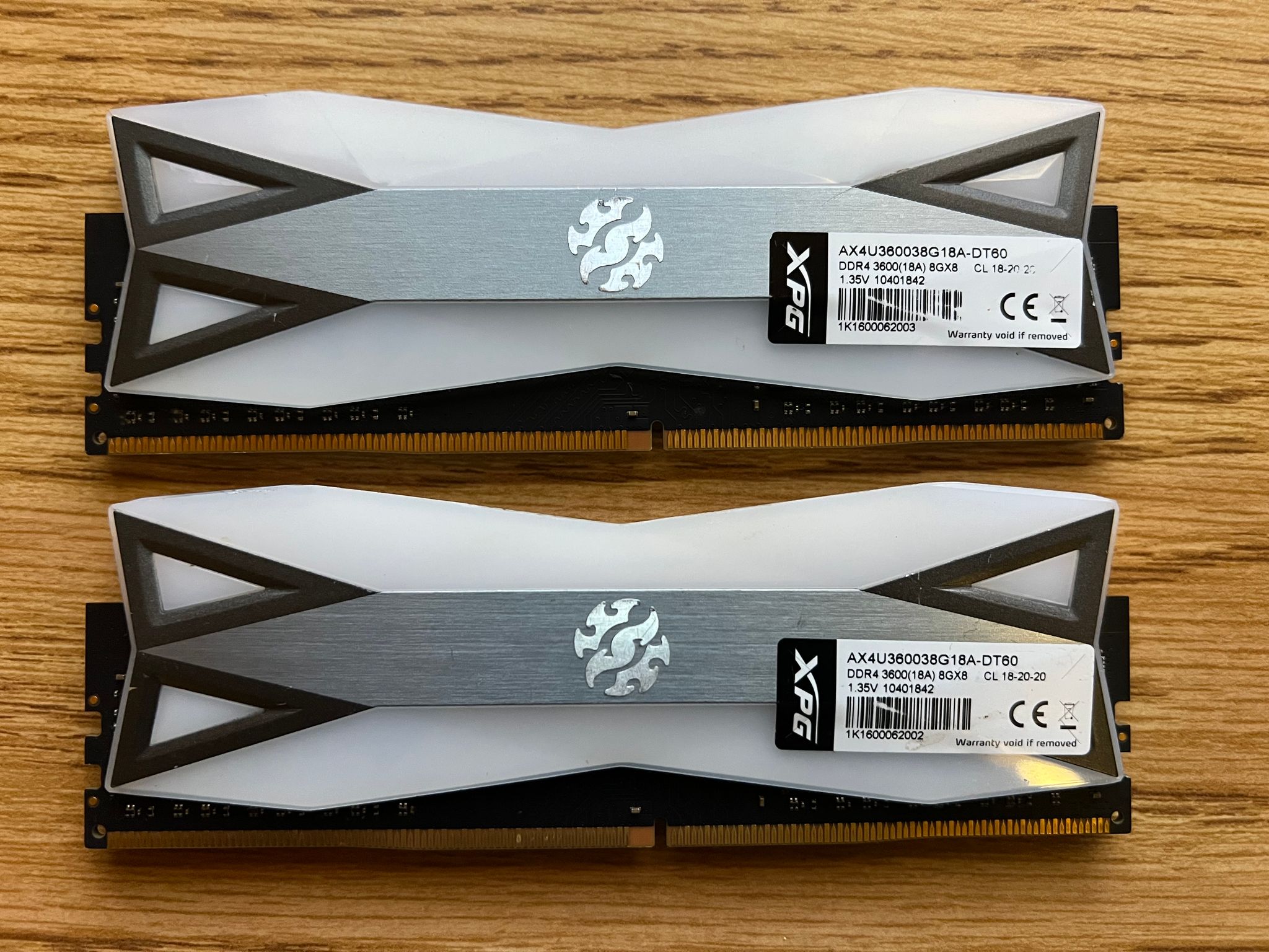 16GB (2x8GB) DDR4-3600MHz CL18 ADATA RGB White RAM Memory