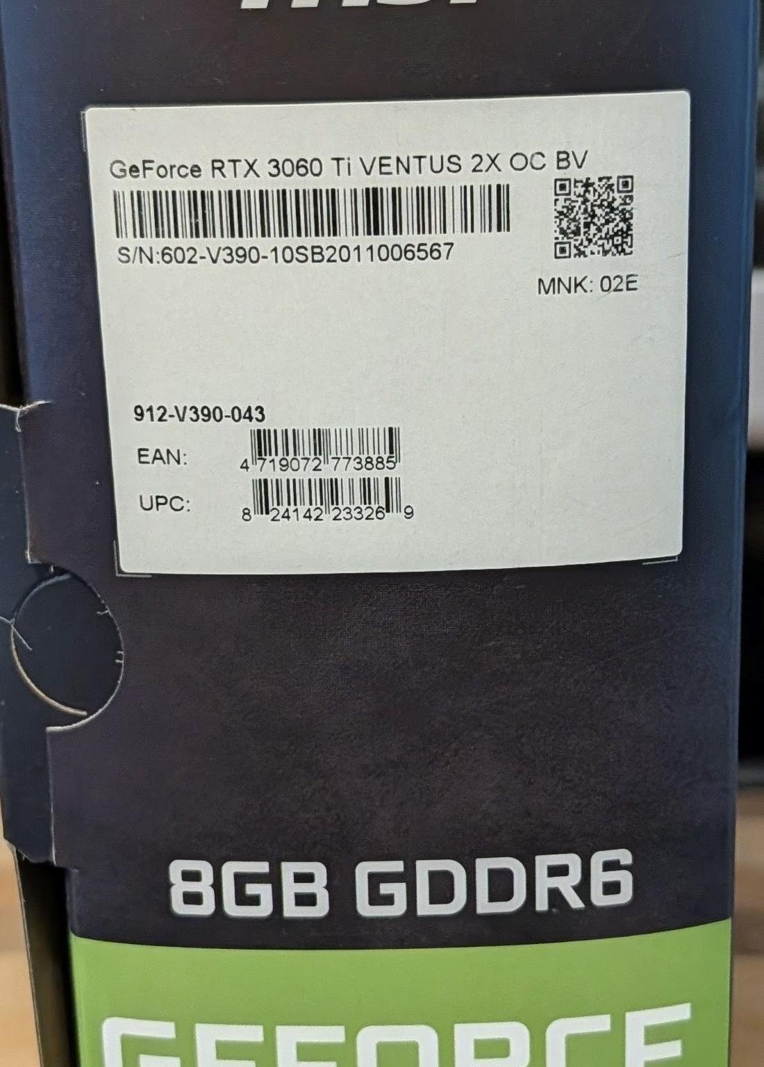 RTX 3060TI MSI VENTUS 2X OC Nvidia Geforce