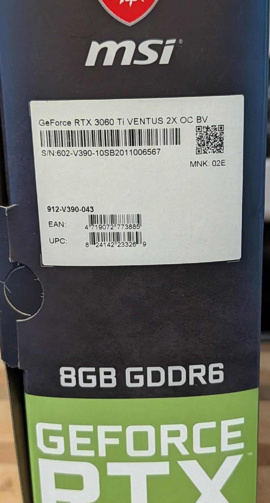 RTX 3060TI MSI VENTUS 2X OC Nvidia Geforce