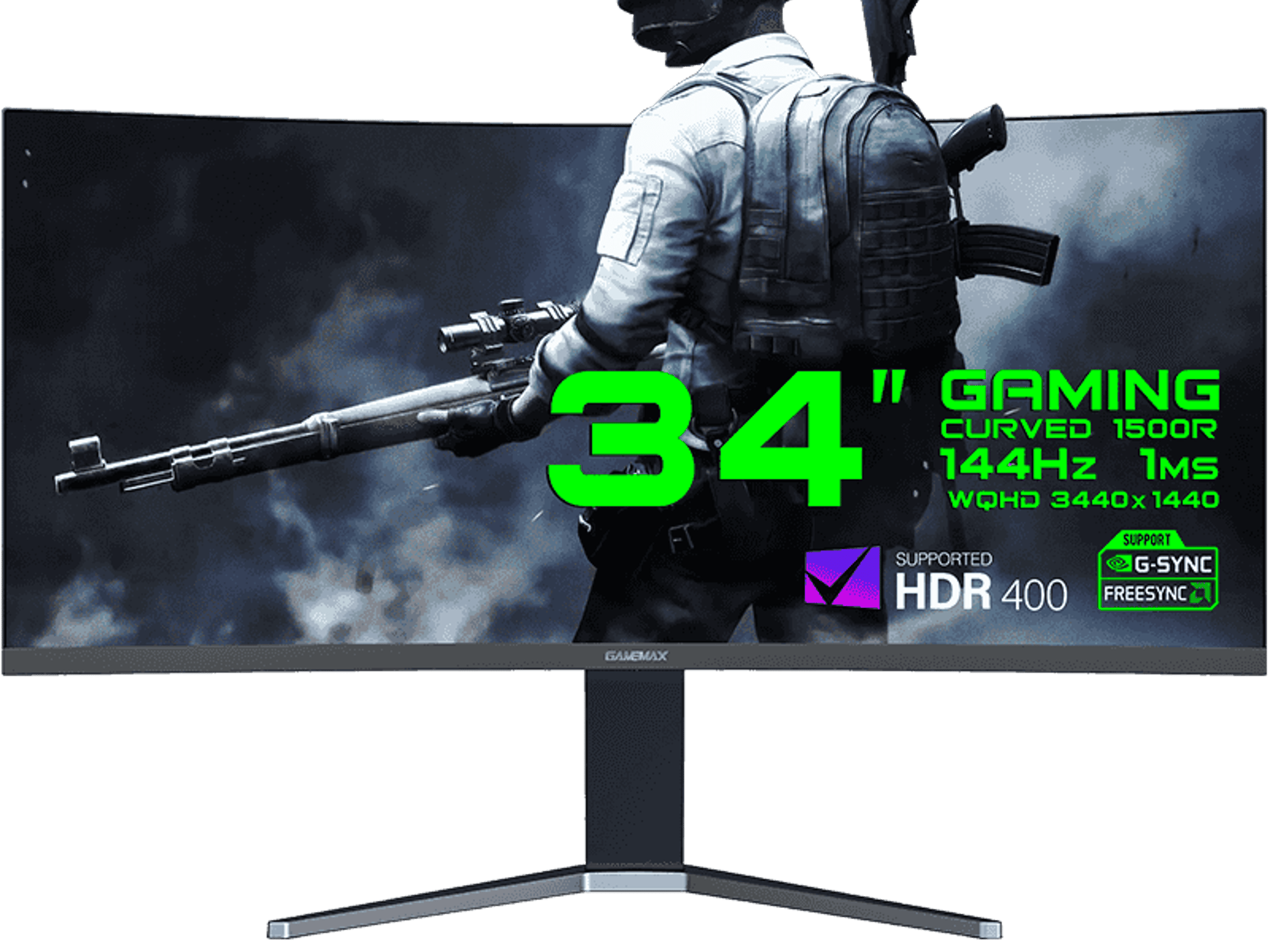GameMax GMX34CKXQ, UltraWide QHD Panel Computer Monitor, 3440 x 1440p Resolution