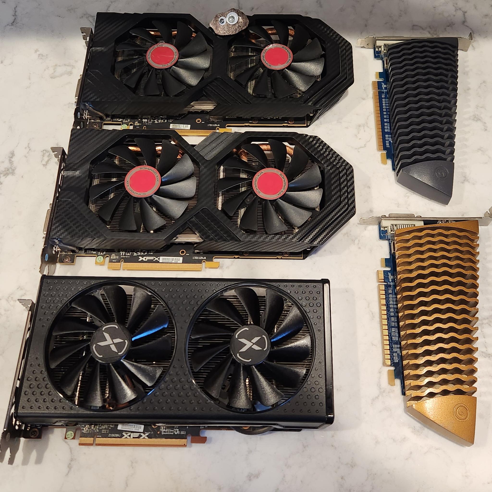 FOR UCW | 2× 580 8GB, 1x 6600 8GB, 2× GT 710 1GB "Feesh" - Used