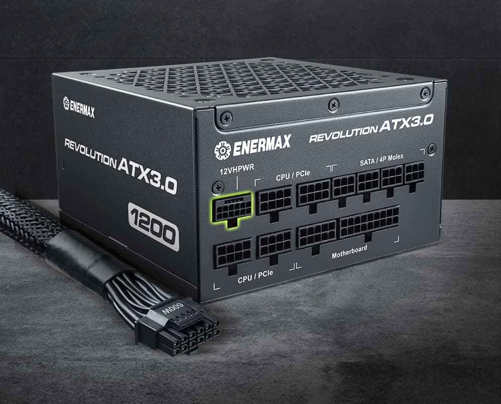 ENERMAX REVOLUTION ATX 3.0 1200W, 80+ Gold Full Modular, ATX 3.0, 600W PCIe 5.0 12VHPWR Connectors
