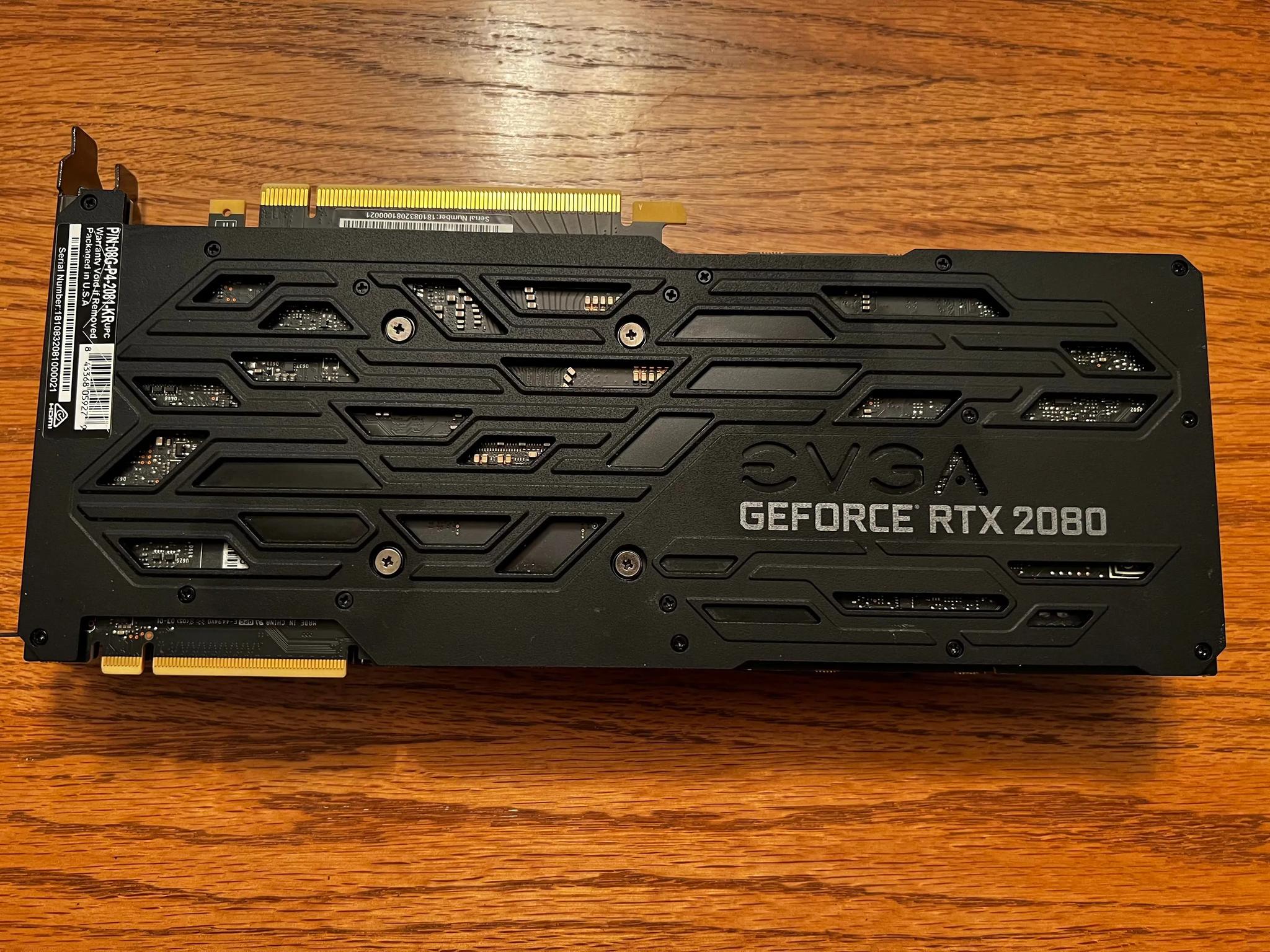 EVGA GeForce RTX 2080 GB Black  w/ Original Box - Works GREAT but LED Strip no-longer turns on! 