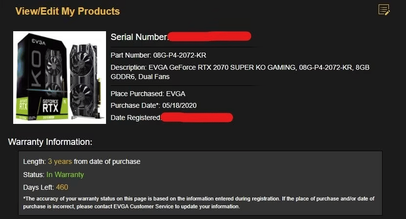 EVGA GeForce RTX 2070 Super KO 8GB Graphics Card, 1+ Years Warranty Left