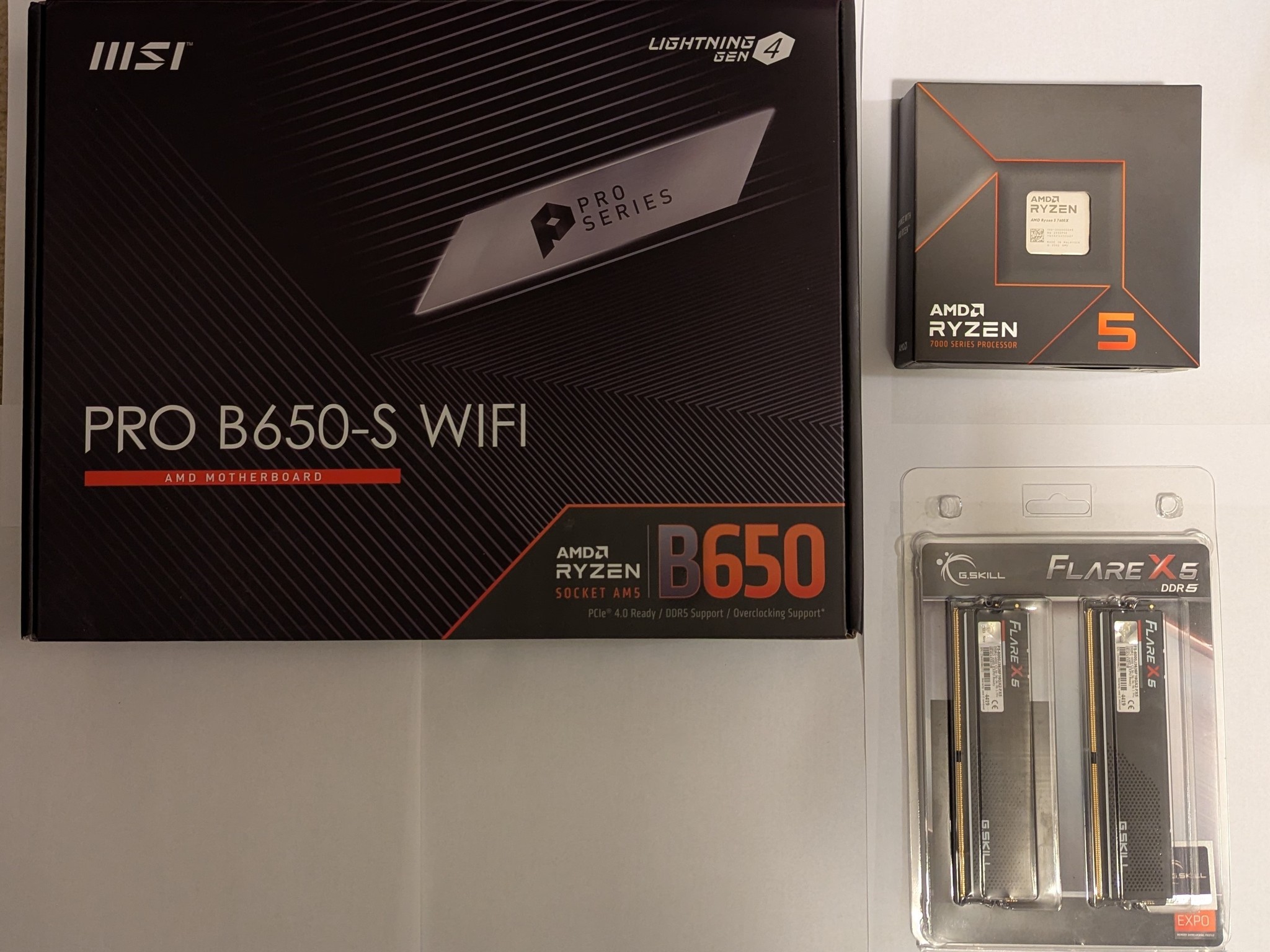 AMD Ryzen 5 7600X + MSI Pro B650-S WIFI + G.Skill Flare X5 32GB DDR5 6000MT/s Bundle All Brand New