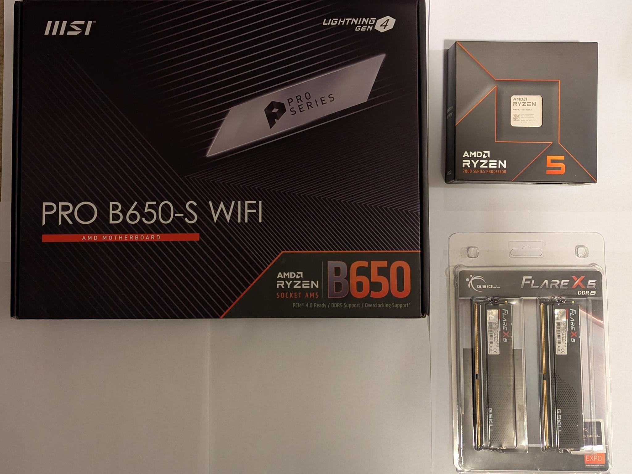 AMD Ryzen 5 7600X + MSI Pro B650-S WIFI + G.Skill Flare X5 32GB DDR5 6000MT/s Bundle All Brand New