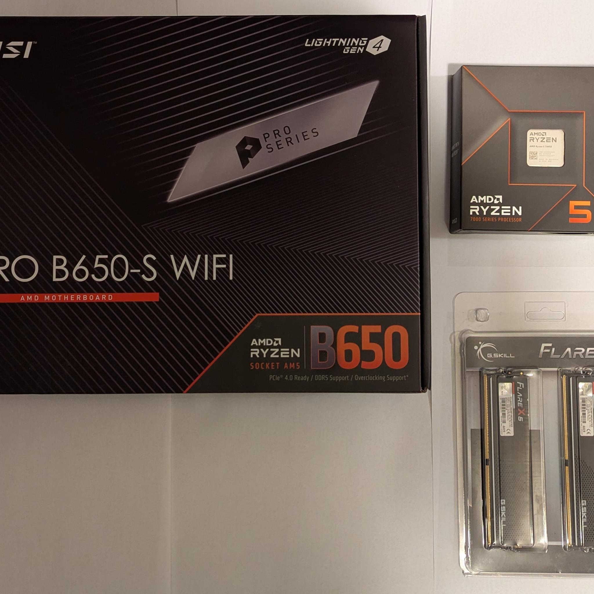 AMD Ryzen 5 7600X + MSI Pro B650-S WIFI + G.Skill Flare X5 32GB DDR5 6000MT/s Bundle All Brand New