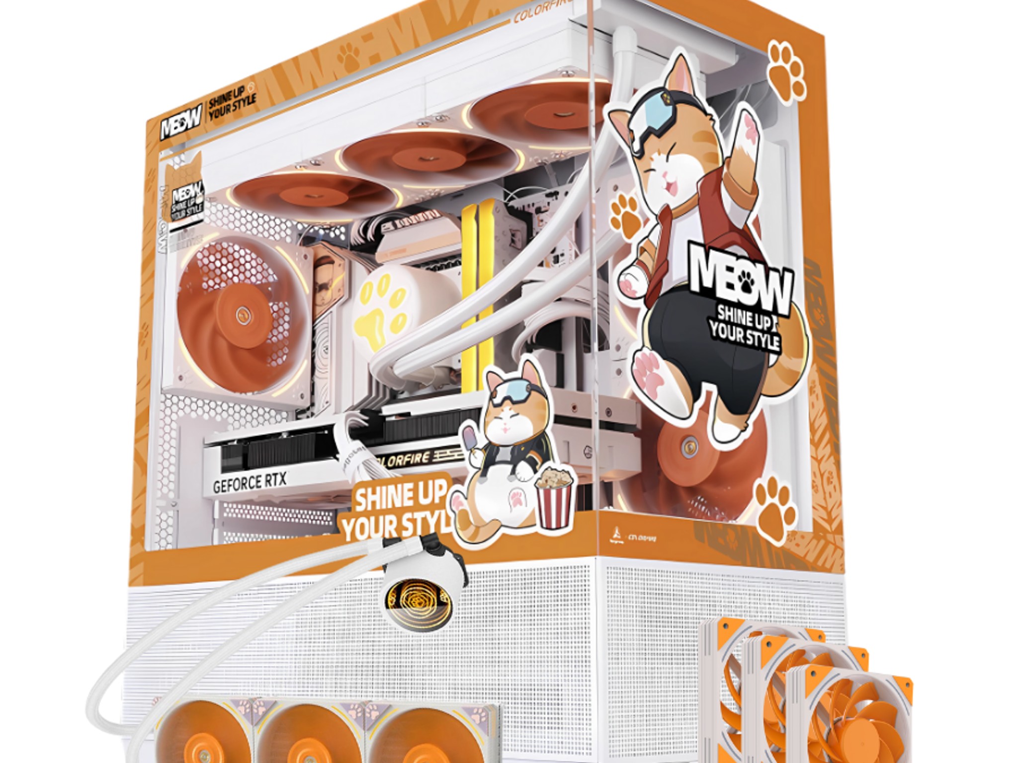 Combo Cooler-Case-Fan Segotep Memphis-S Meow  M-ATX  Case, AIO BeIced II 360, ARGB Fan Meow Edition