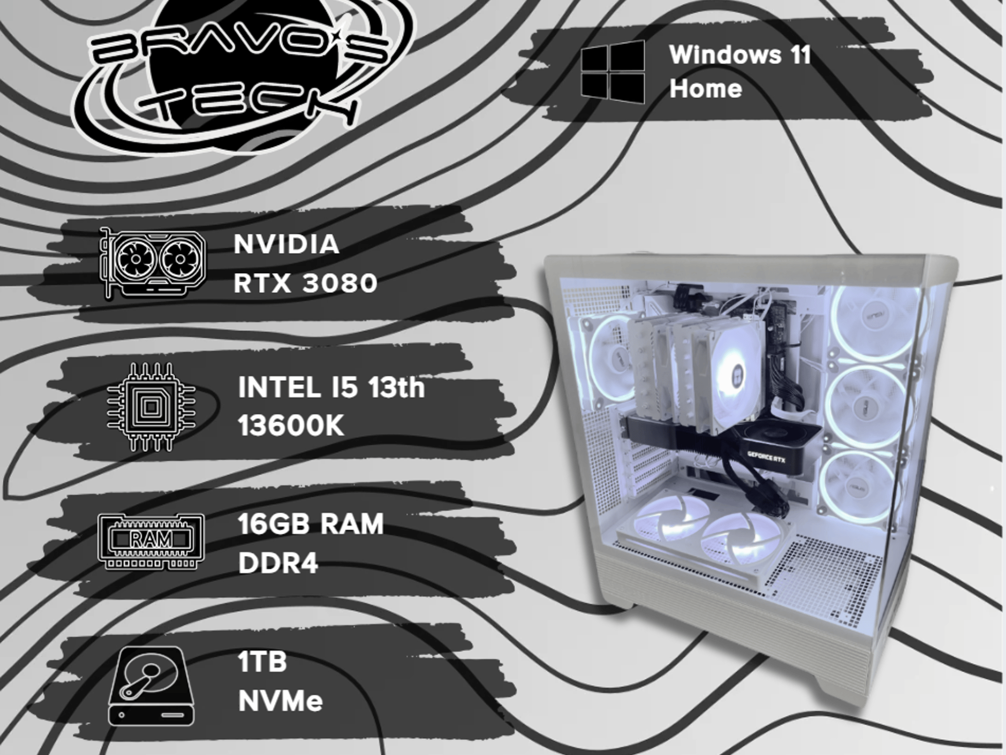 🌟❄️White Gaming PC/ RTX 3080/ 13600K/ 16Gb RAM/ 1Tb NVMe❄️🌟