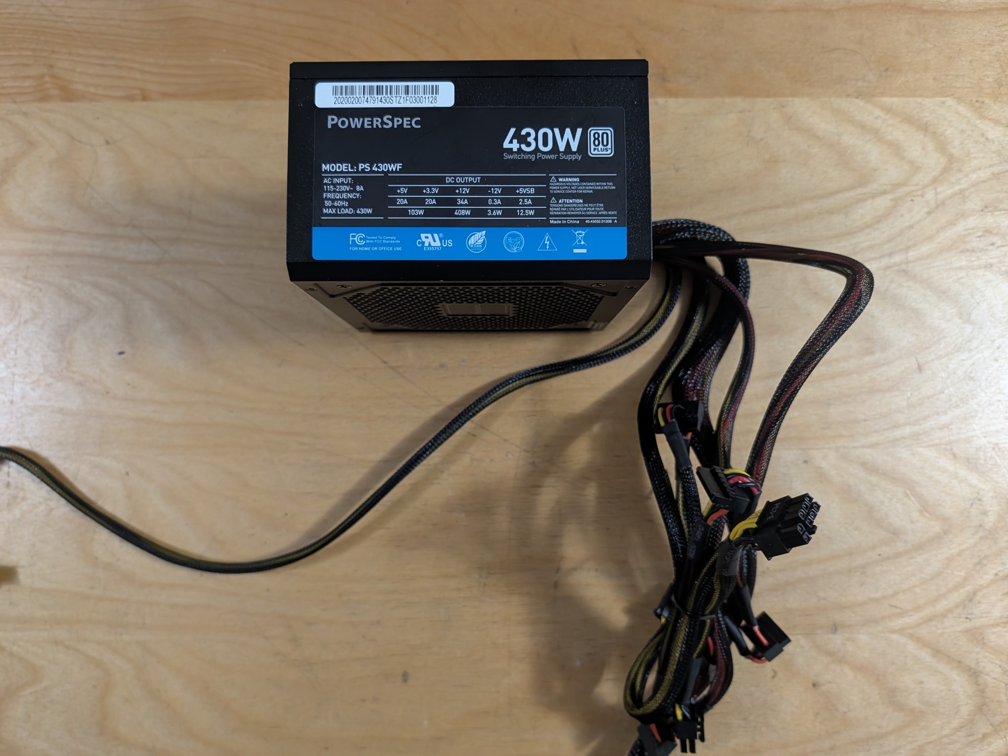 430w PowerSpec ATX black PSU 80 plus