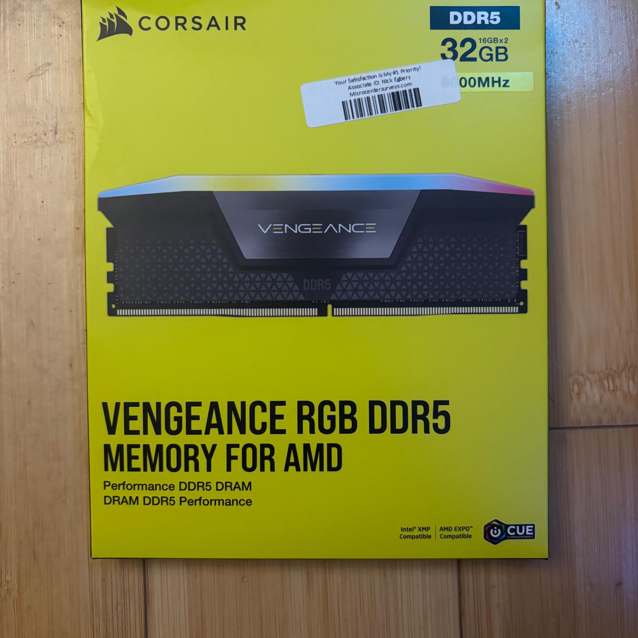 Corsair Vengeance 32GB DDR5 6000 CL36 RGB Memory
