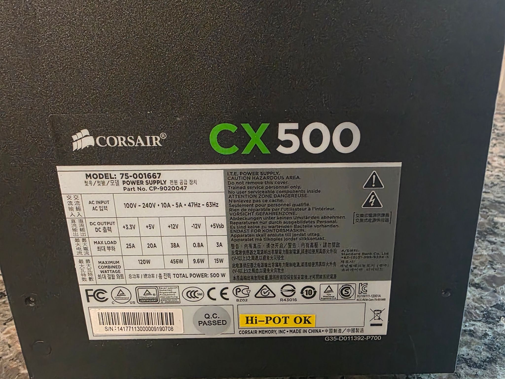 Corsair CX500 V3 80+ Bronze 500W Power Supply