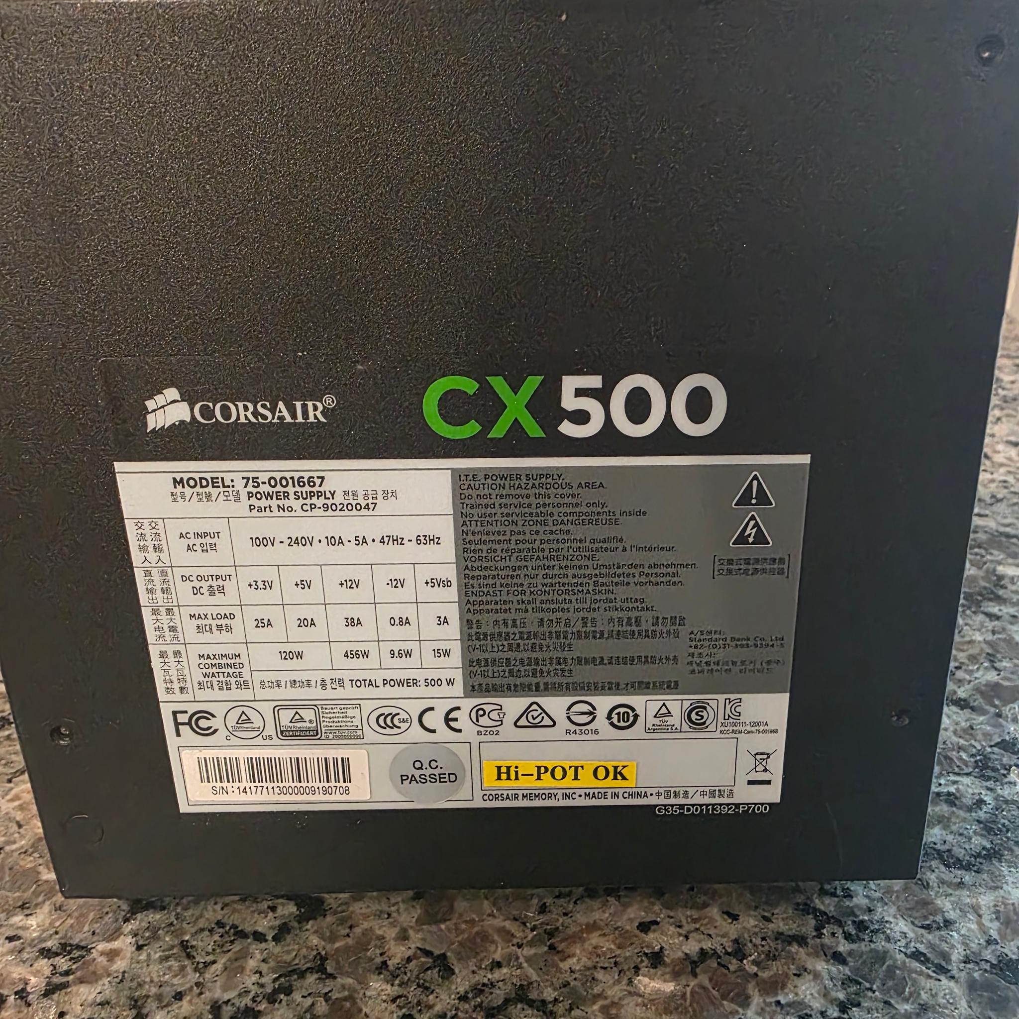 Corsair CX500 V3 80+ Bronze 500W Power Supply