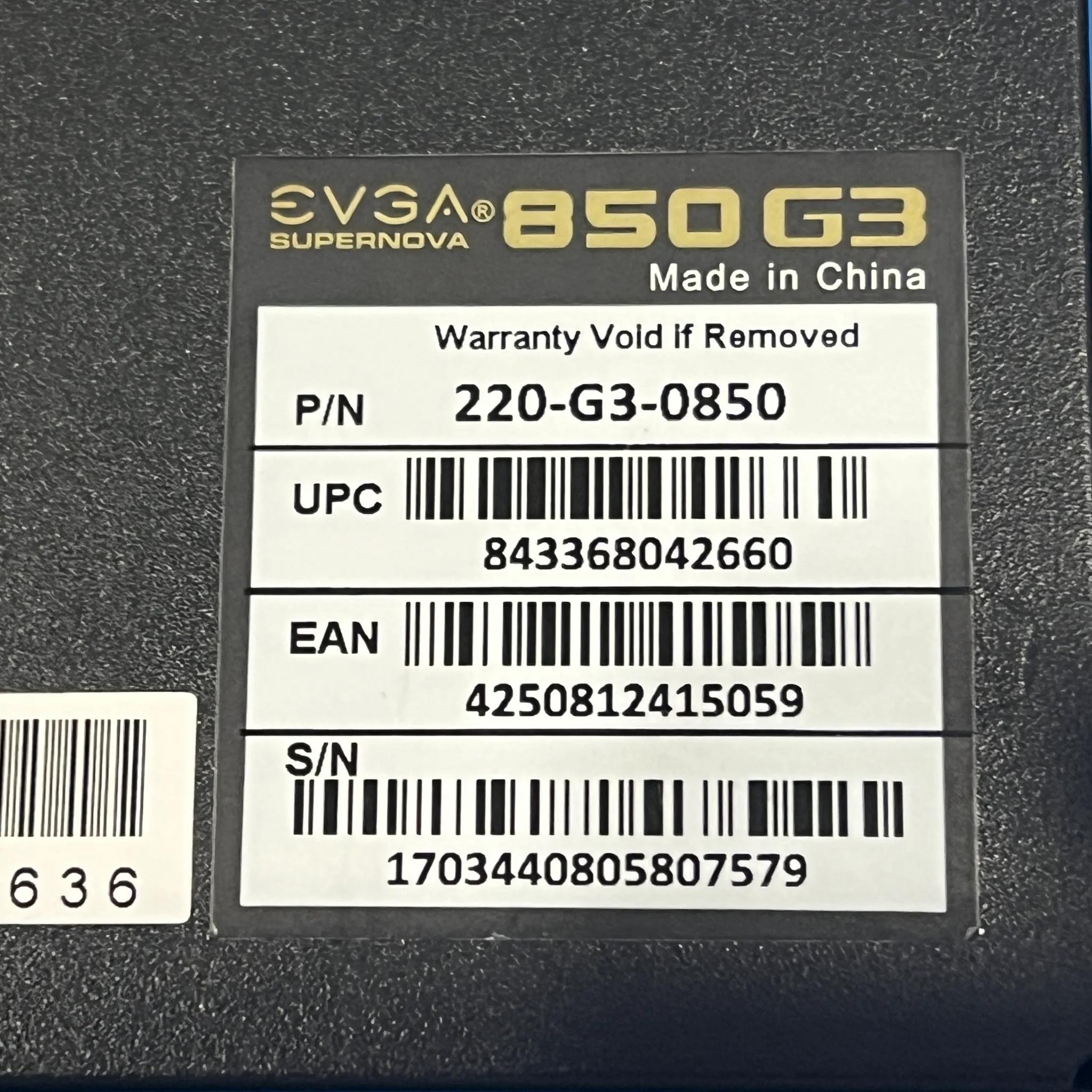 EVGA SuperNOVA 850 G3, 80 Plus Gold 850W, Fully Modular, Eco Mode