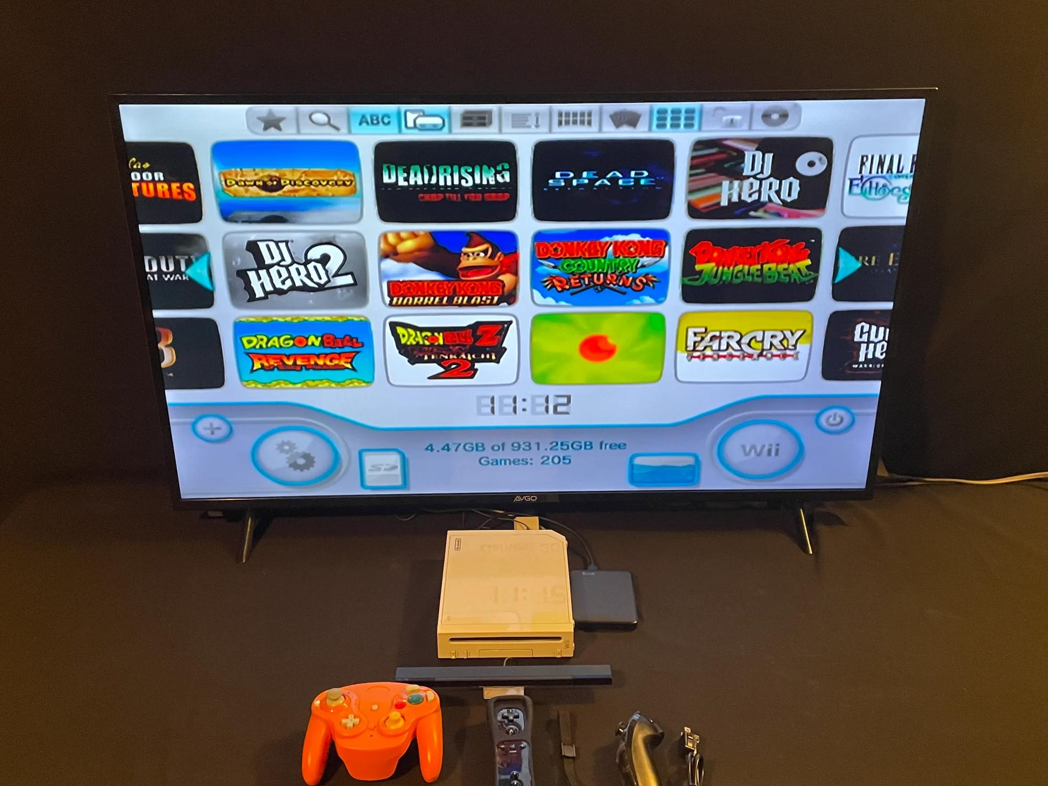 Nintendo Wii 1TB HDMI Black Wii Mote Orange Wireless Gamecube Controller